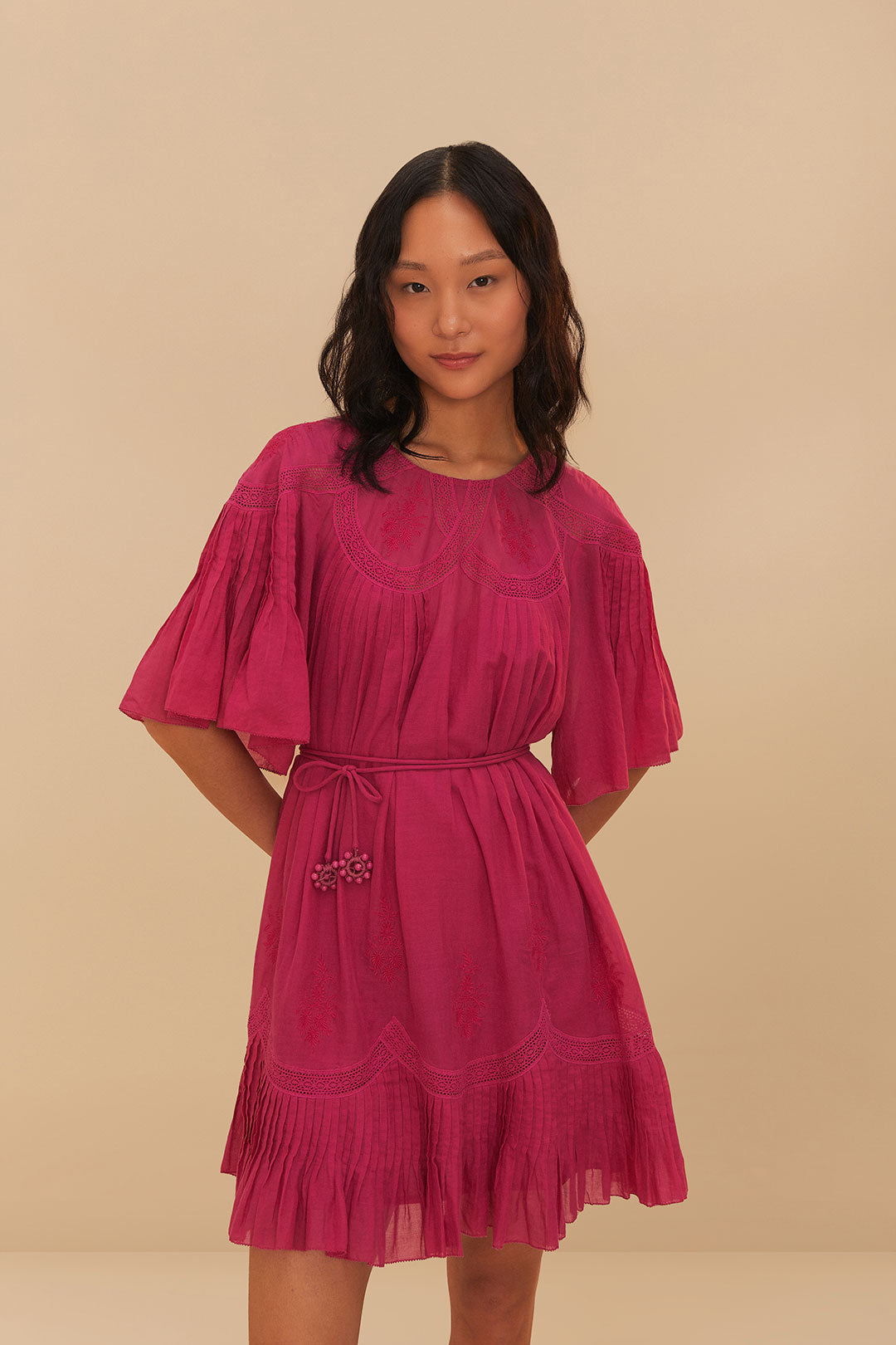Pink Short Sleeve Mini Dress