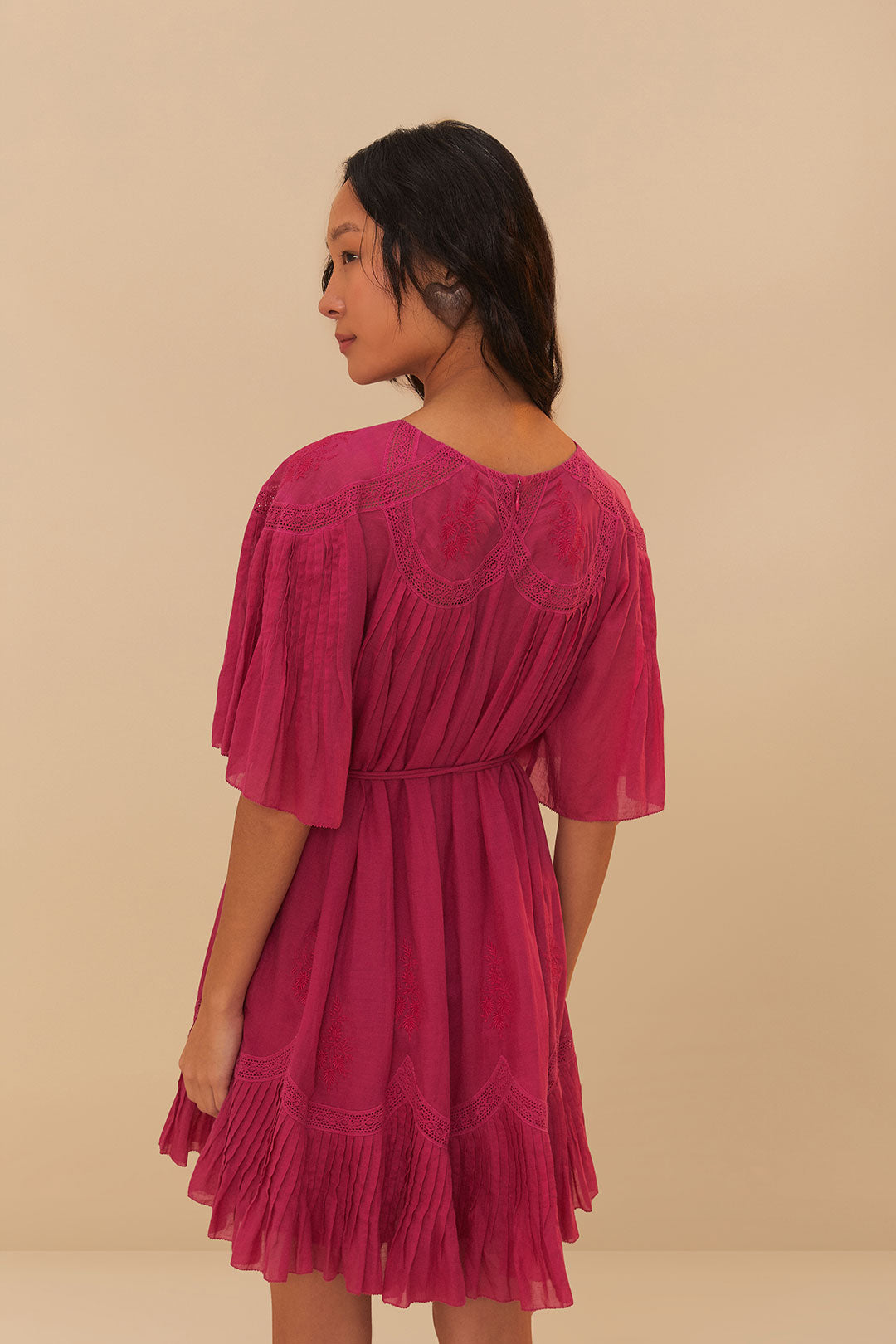 Pink Short Sleeve Mini Dress