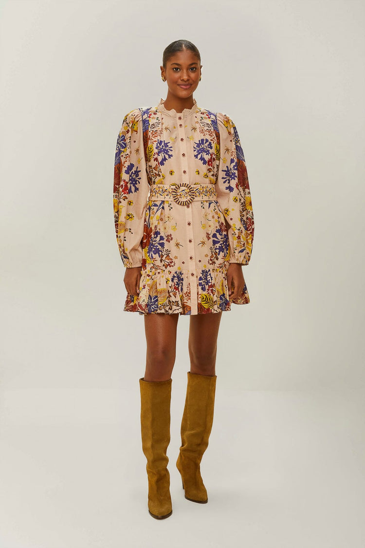 Beauty Bouquet Pink Puff Sleeve Mini Dress