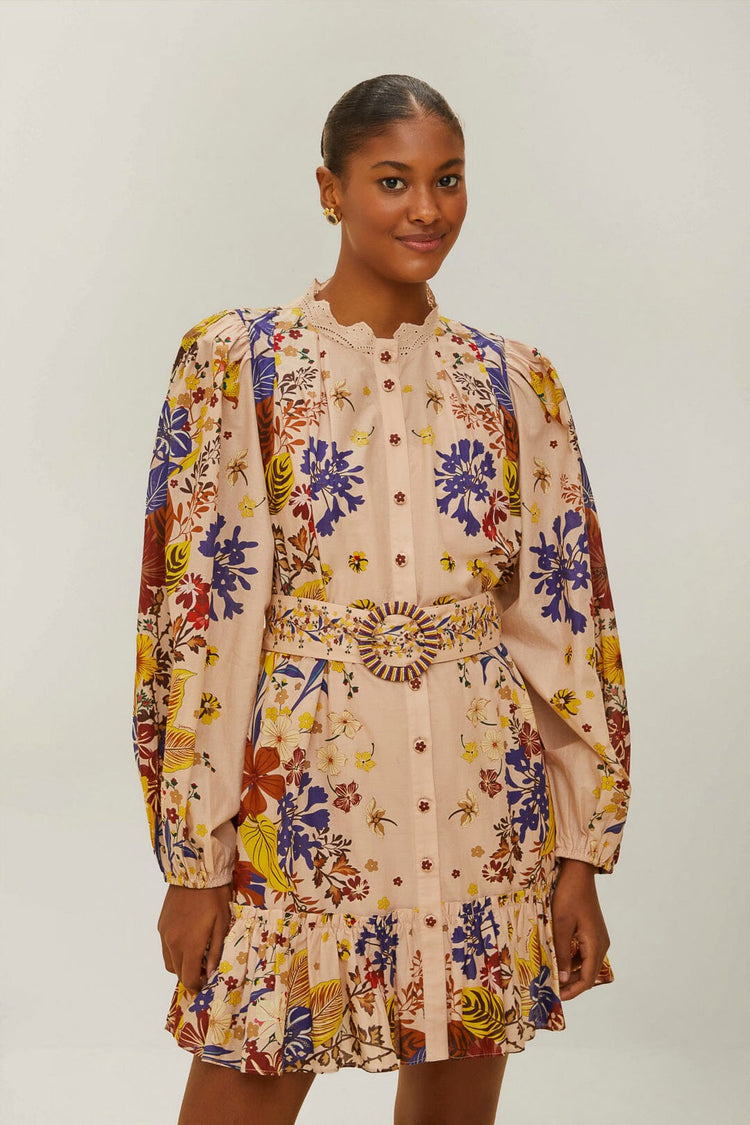 Beauty Bouquet Pink Puff Sleeve Mini Dress