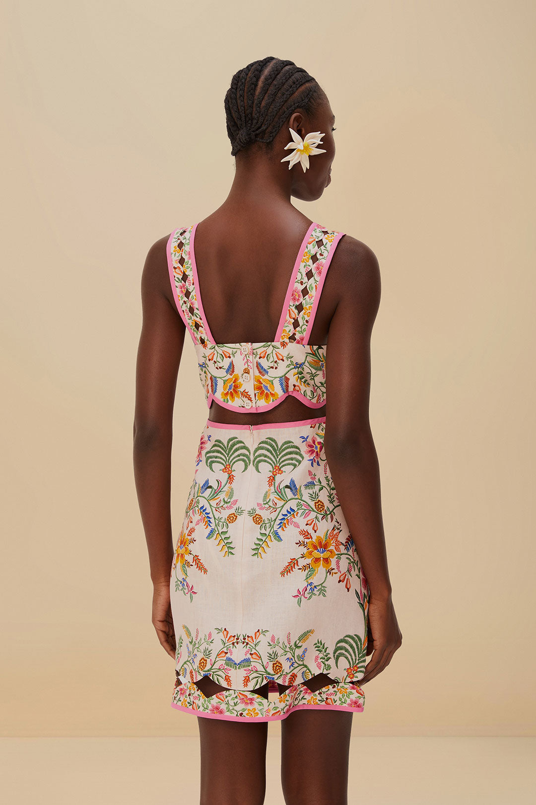Pink Dev Forest Euroflax ™ Premium Linen Mini Dress
