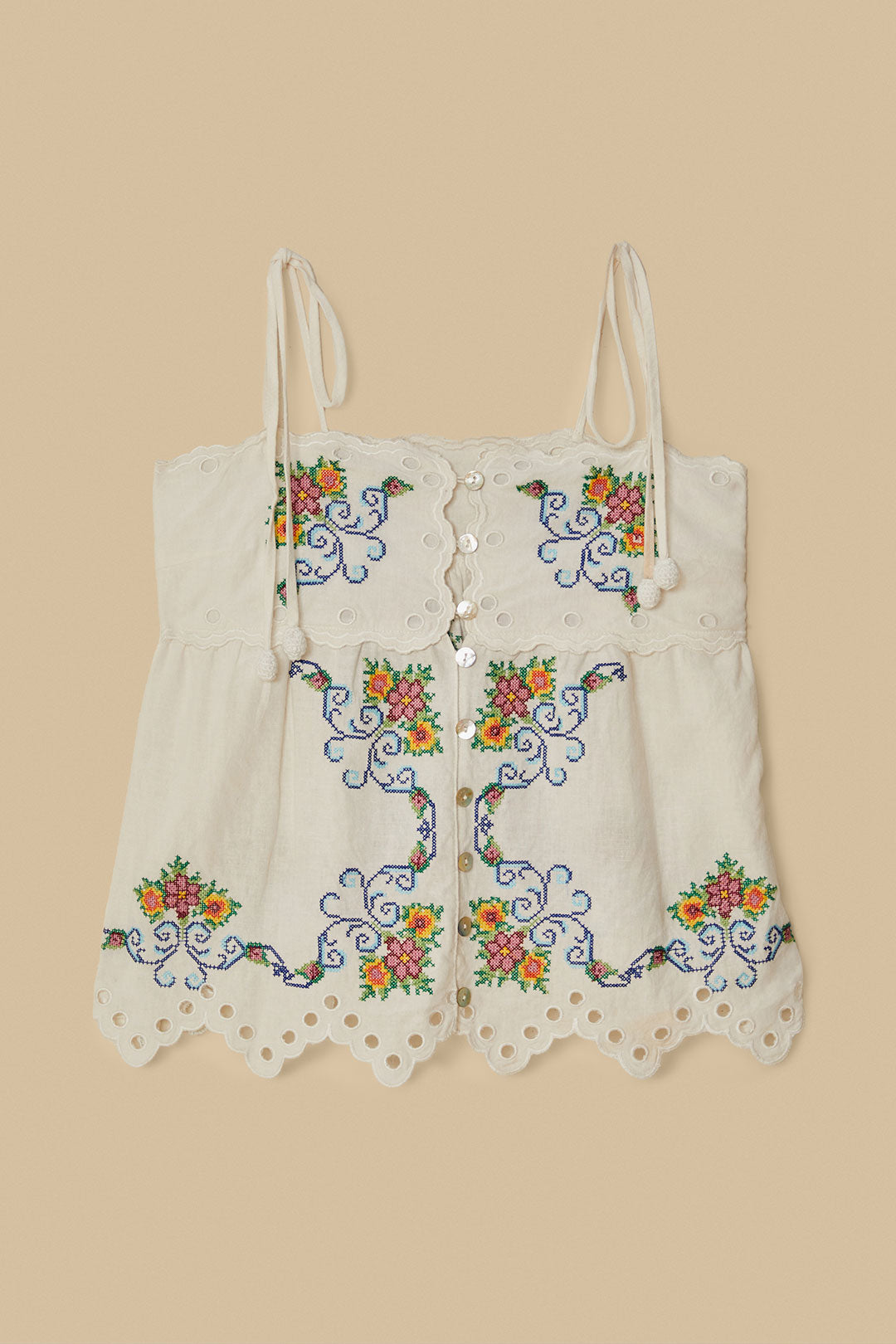 Grandmas Treasure Off-White Lacy Sleeveless Blouse