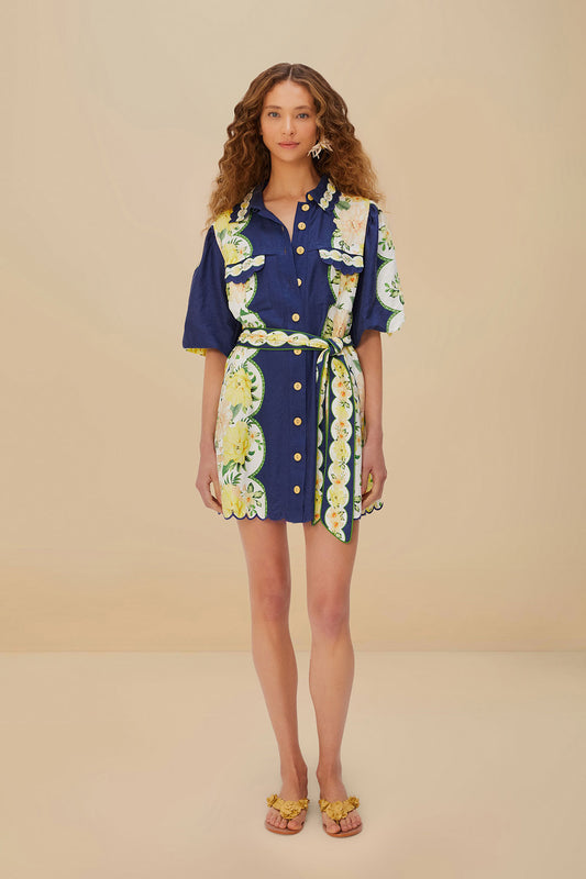 FARM Rio model wearing the Amazon Garden Cream Mini Dress