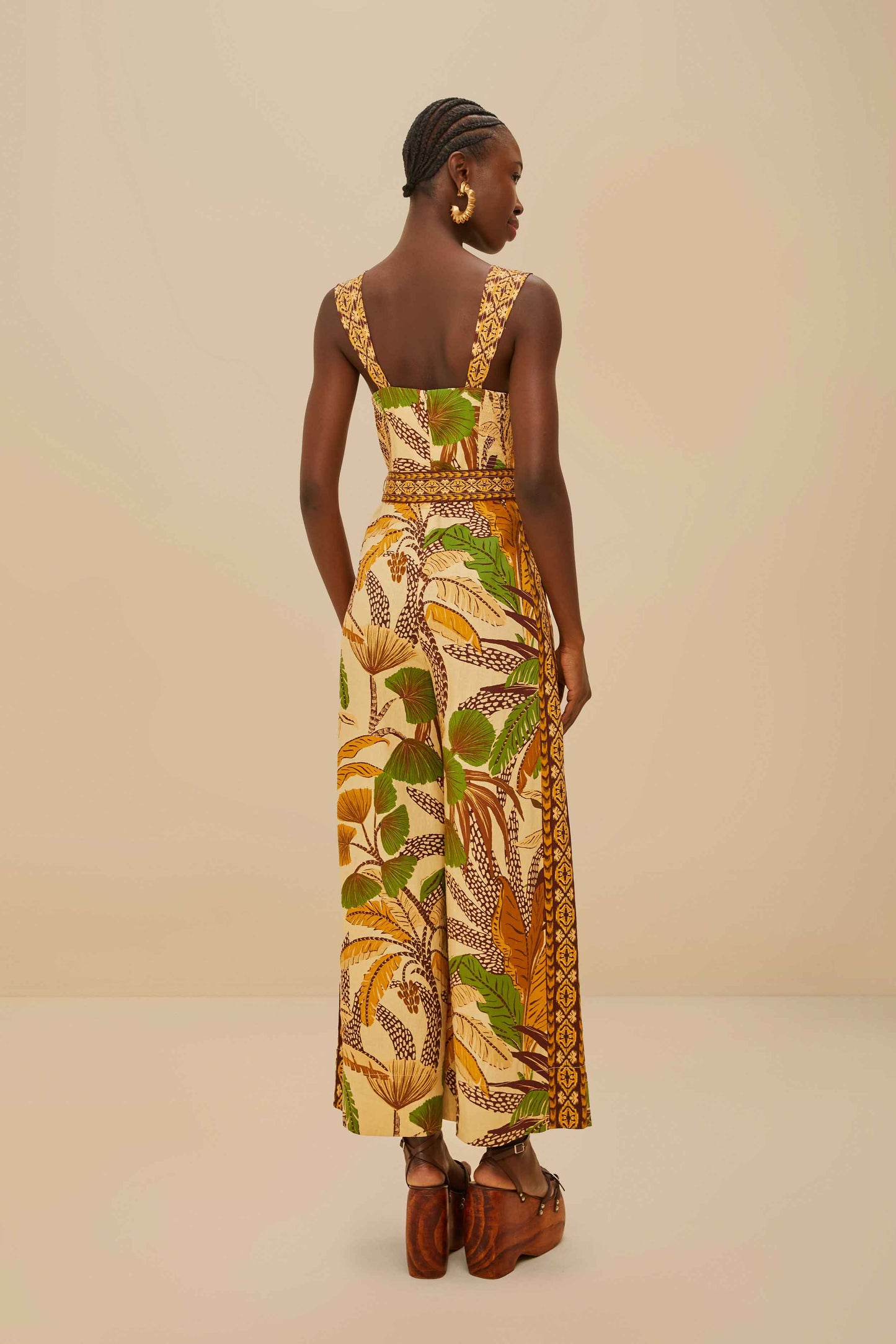 Foliage Sketch Sand Jumpsuit