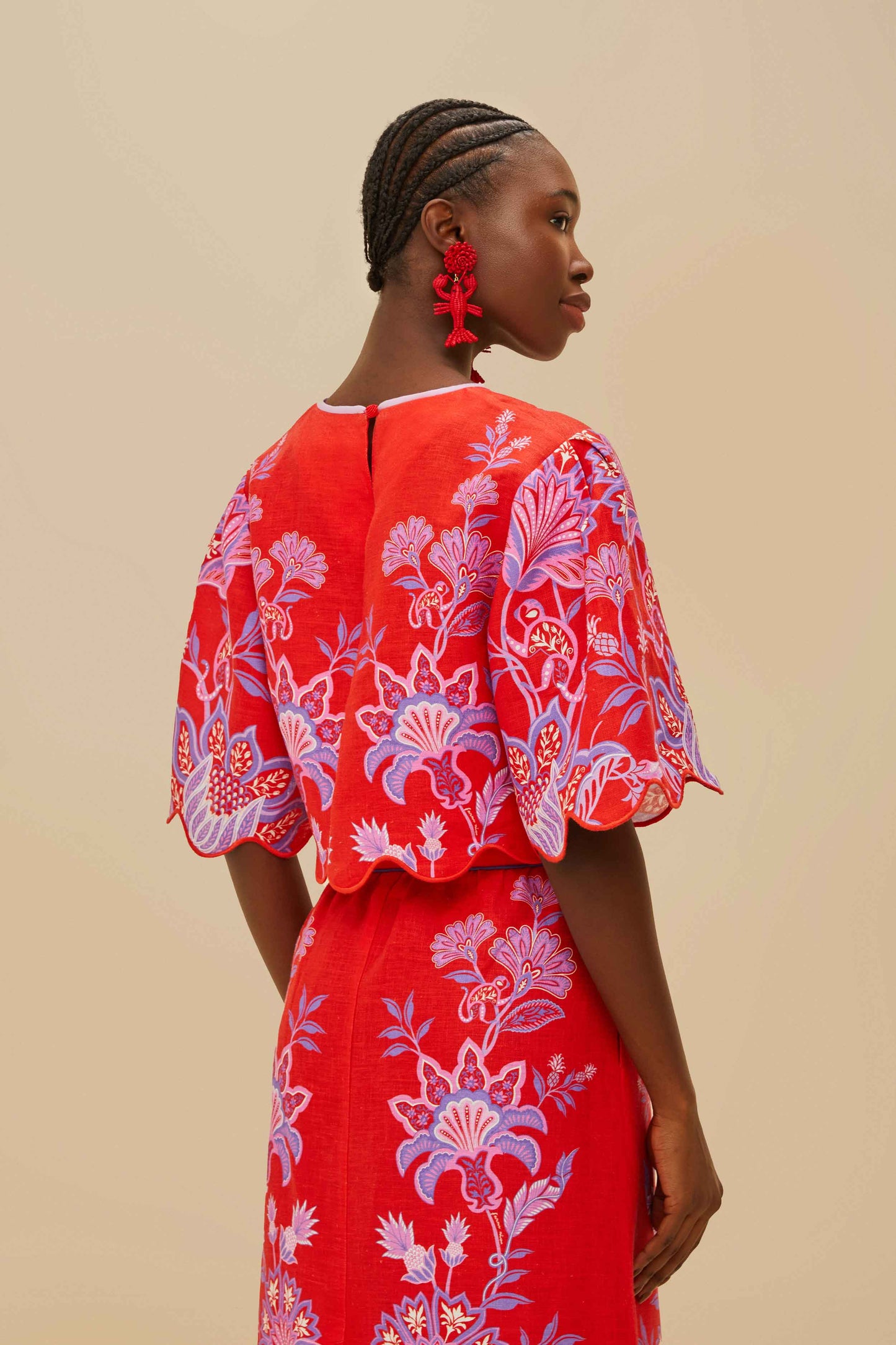 Red Porcelain Garden Euroflax ™ Premium Linen Blouse