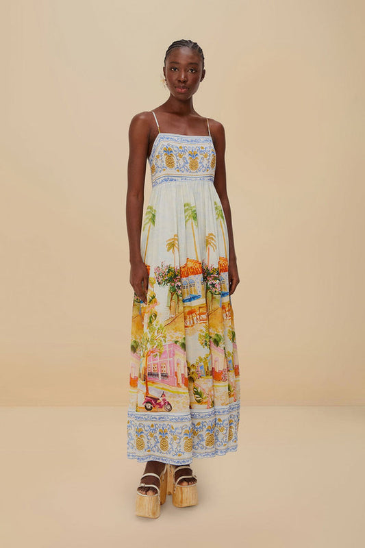 FARM Rio model wearing the Multicolor Aracati Maxi Dress
