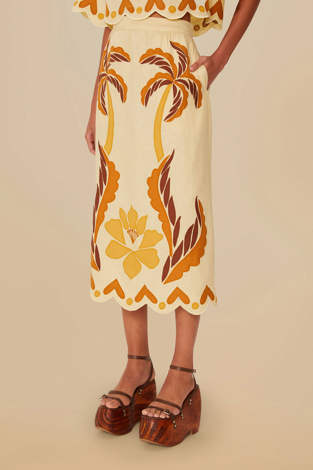 Sand Summer Cutwork Euroflax™ Premium Linen Skirt
