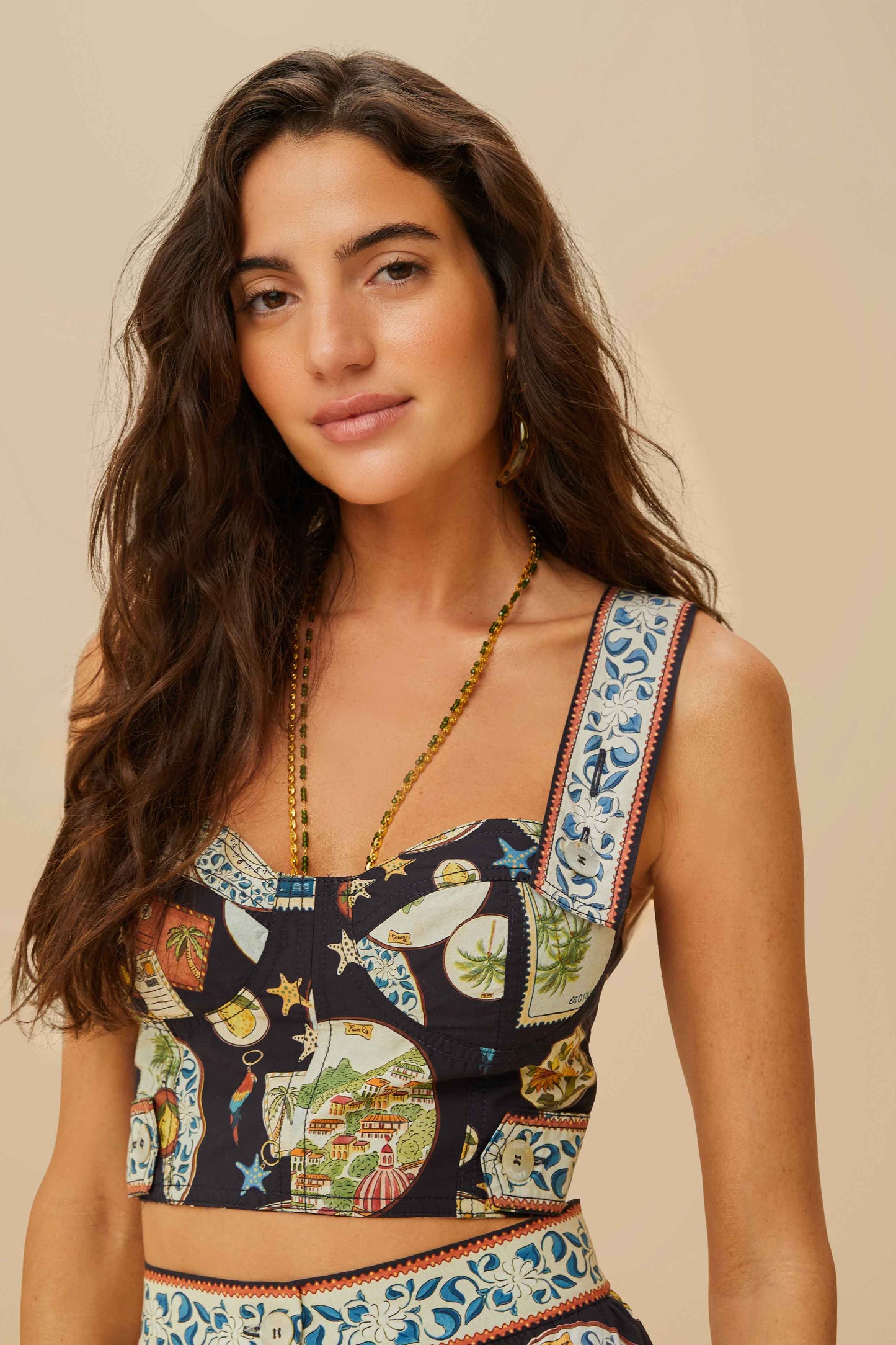 Trip Souvenir Black Topstiching Lastex Top