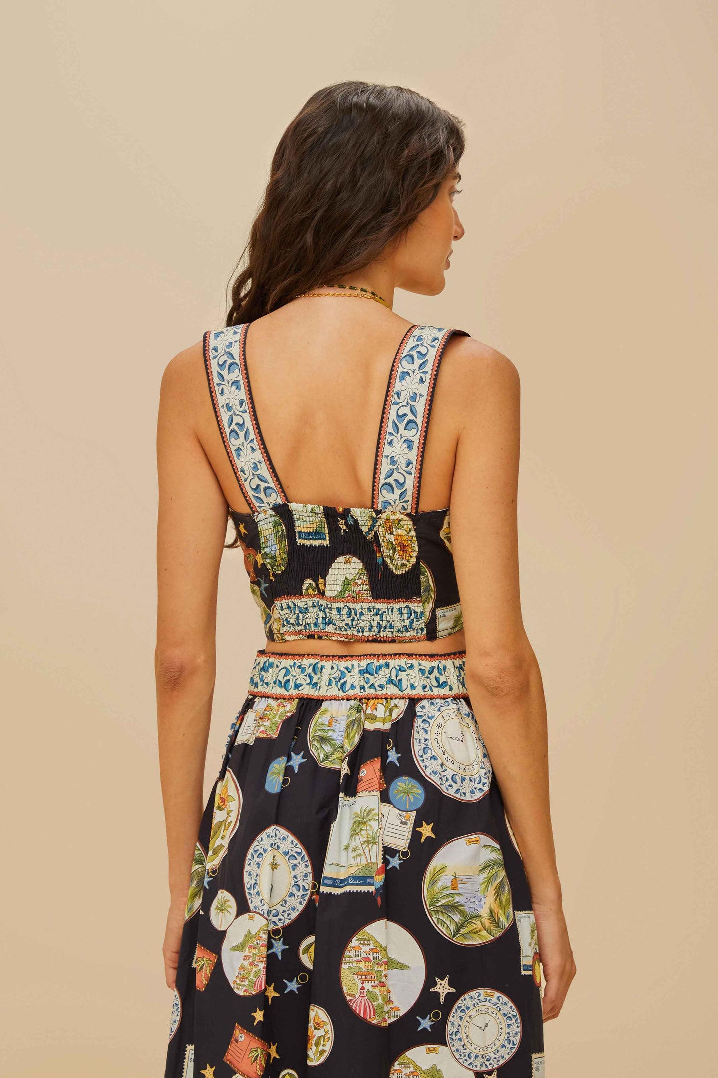 Trip Souvenir Black Topstiching Lastex Top