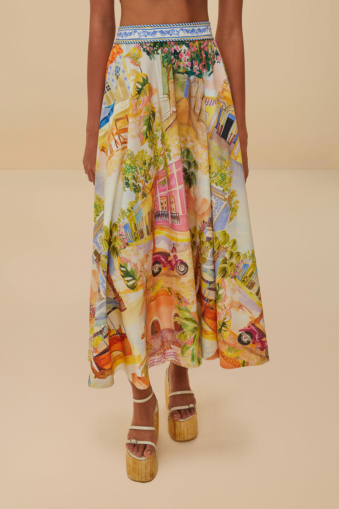 Multicolor Aracati Organic Cotton Midi Skirt