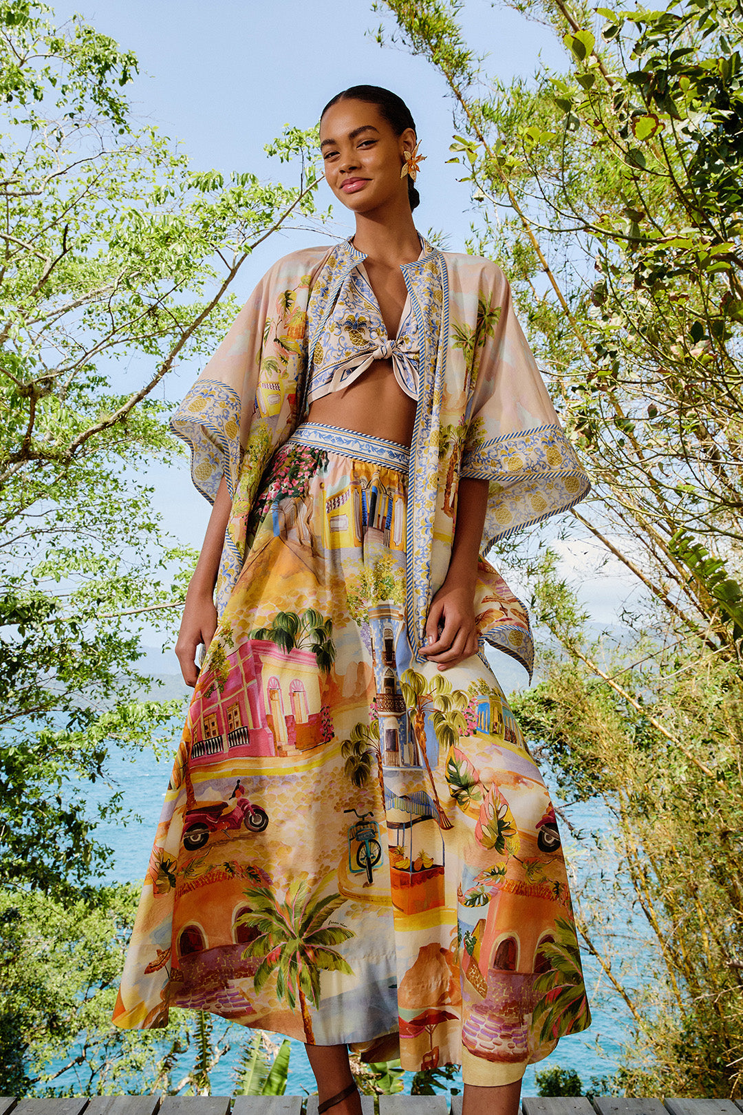 Multicolor Aracati Organic Cotton Midi Skirt