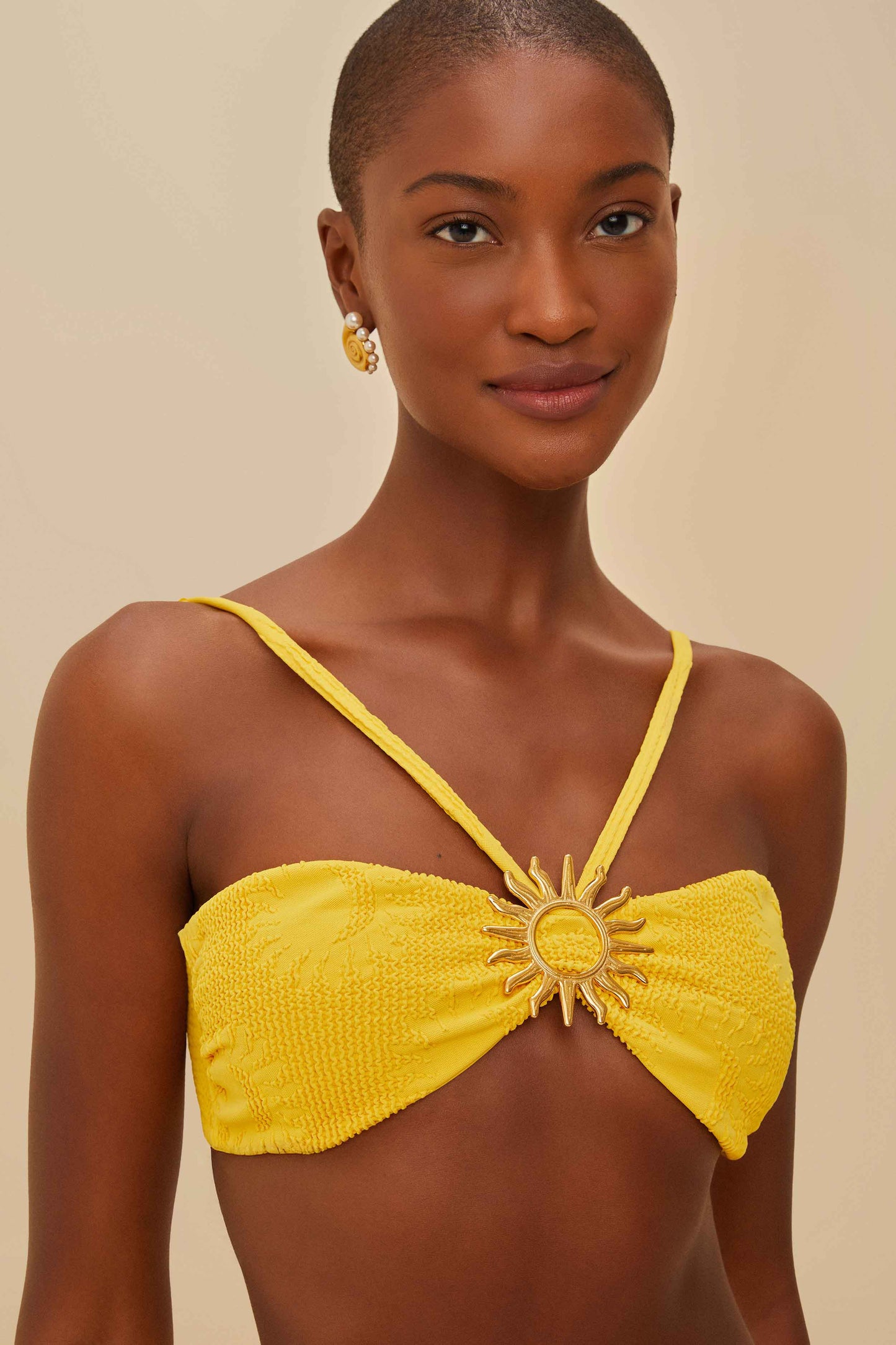 Yellow Sunny Moon Bandeau Bikini Top