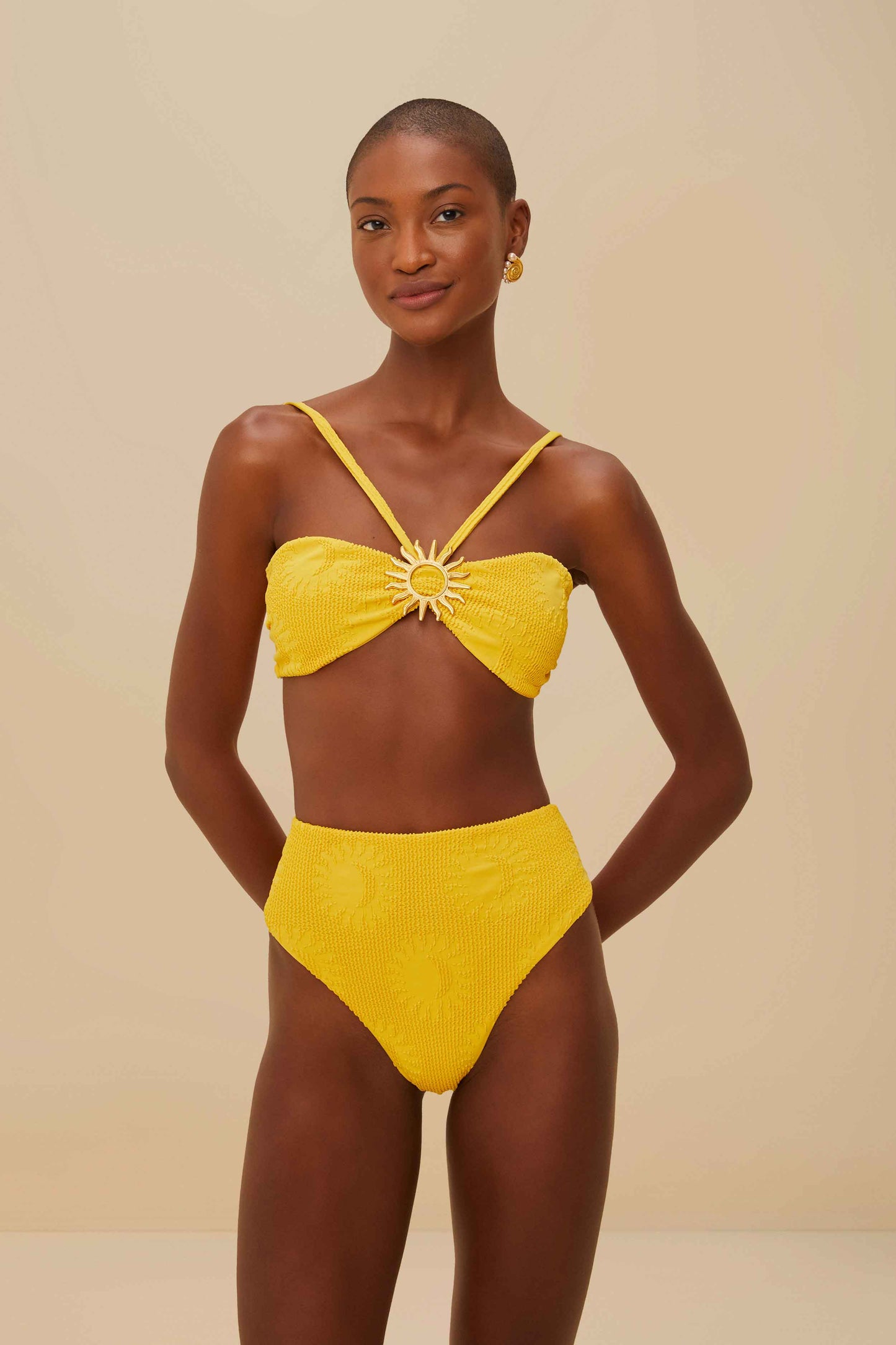 Yellow Sunny Moon Bandeau Bikini Top