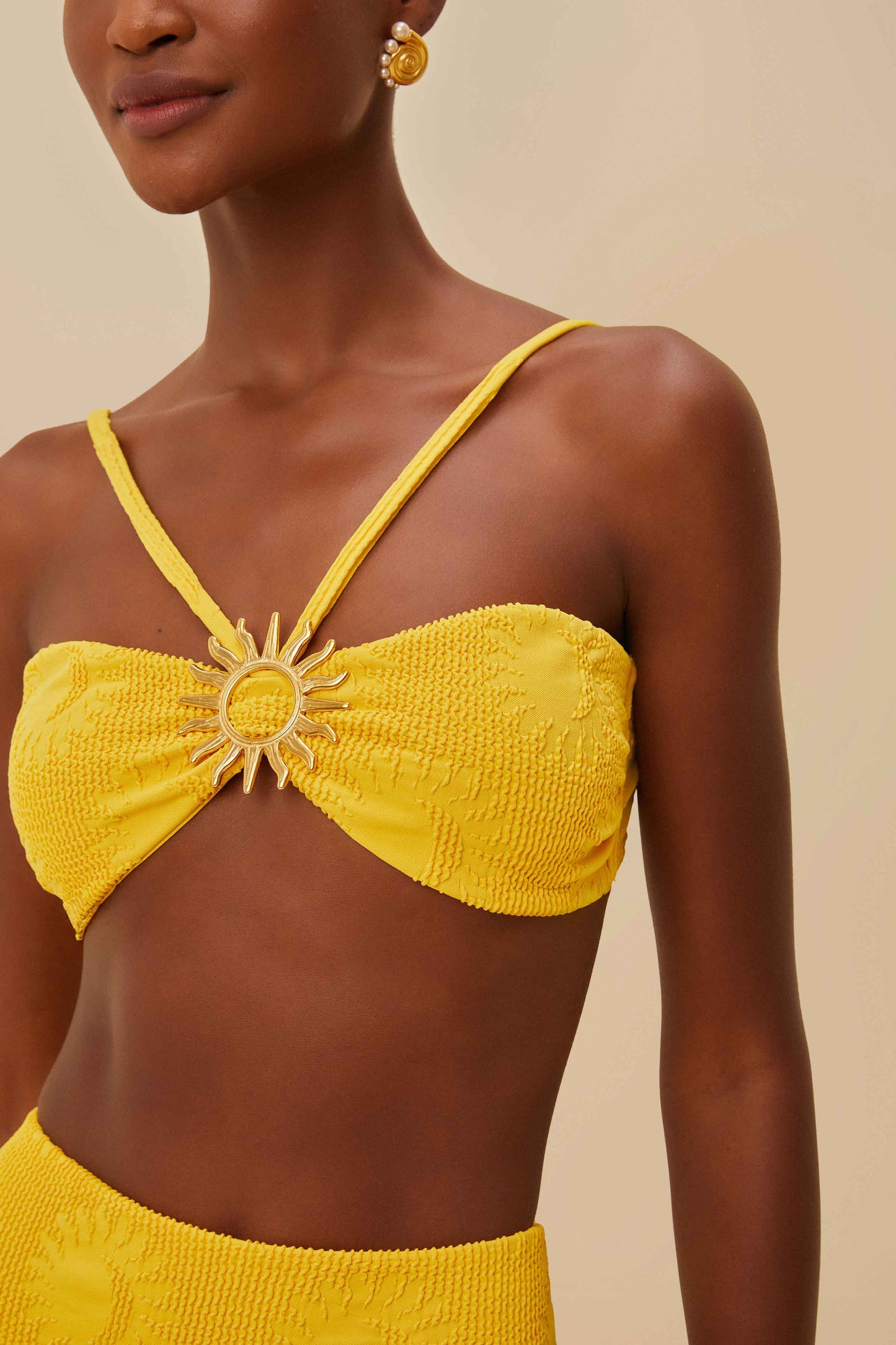 Yellow Sunny Moon Bandeau Bikini Top