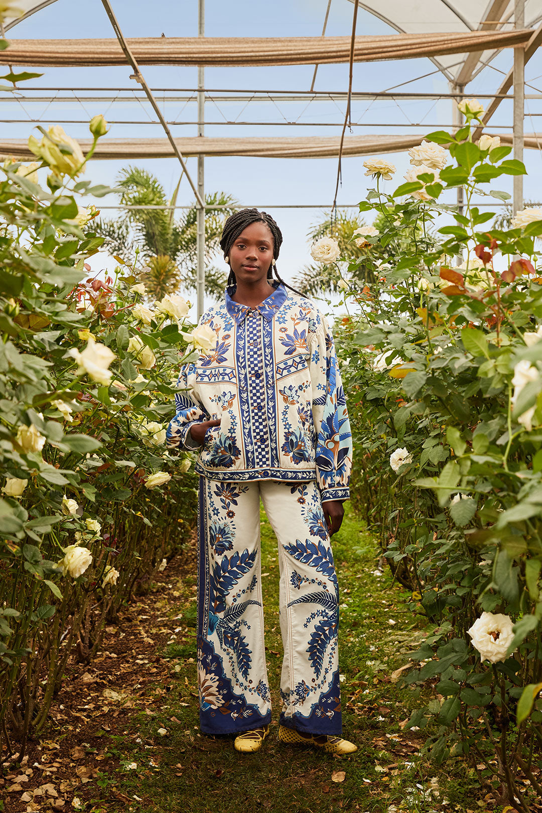 FARM Rio model wearing the Off-White Encanto Tropical Pants