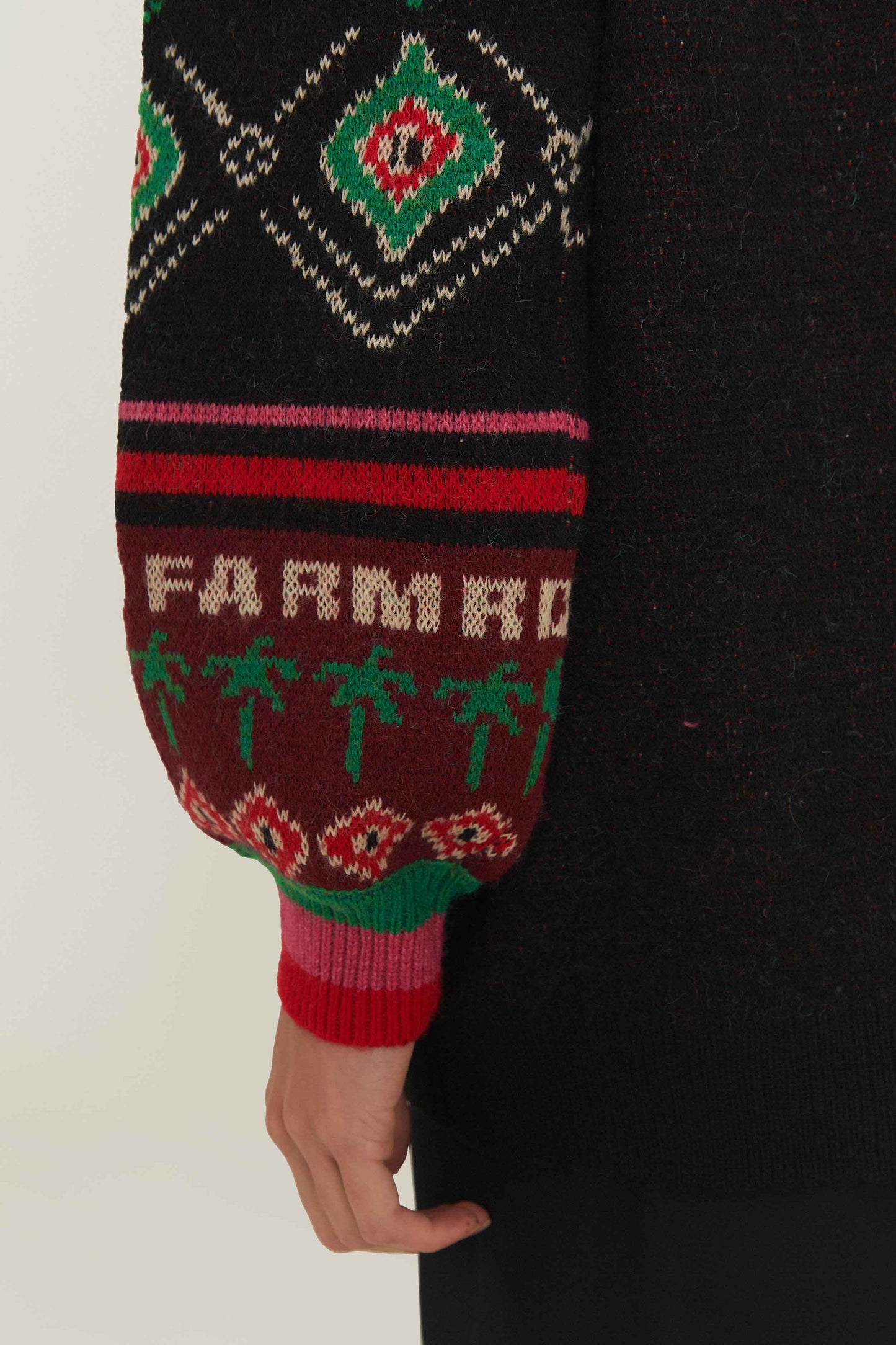 FARM Rio model wearing the Black Hohoho Knit Sweater
