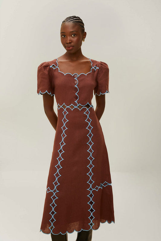 Brown Short Sleeve Maxi Dress