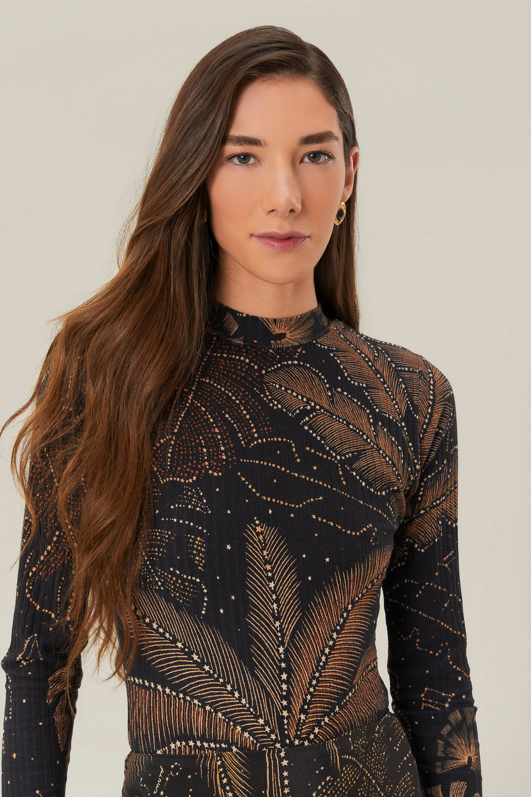 Golden Foliage Black Bodysuit