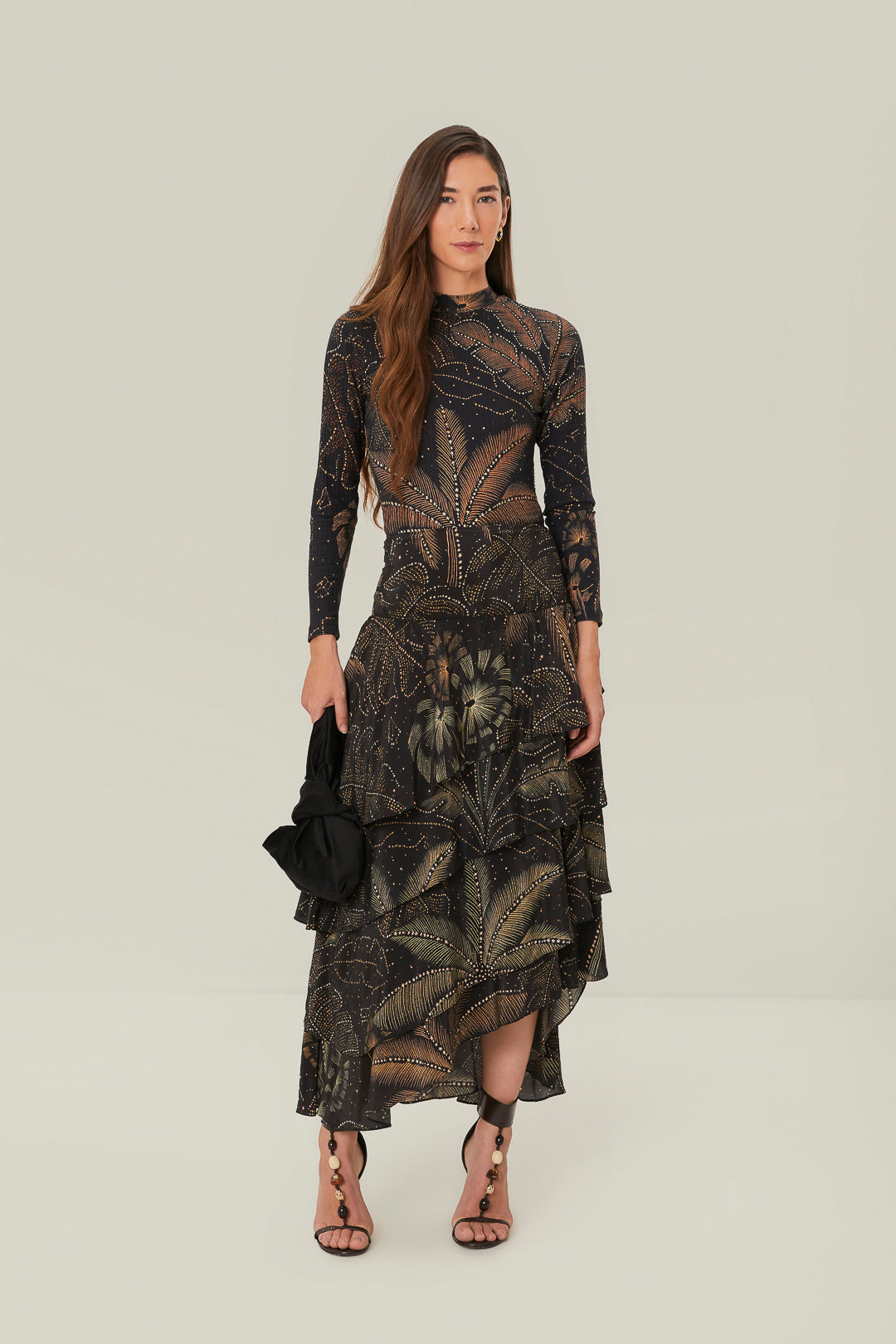 Golden Foliage Black Bodysuit