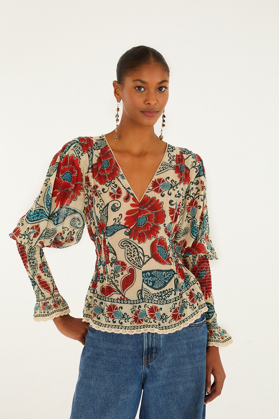 Francesca Sand Long Sleeve Blouse