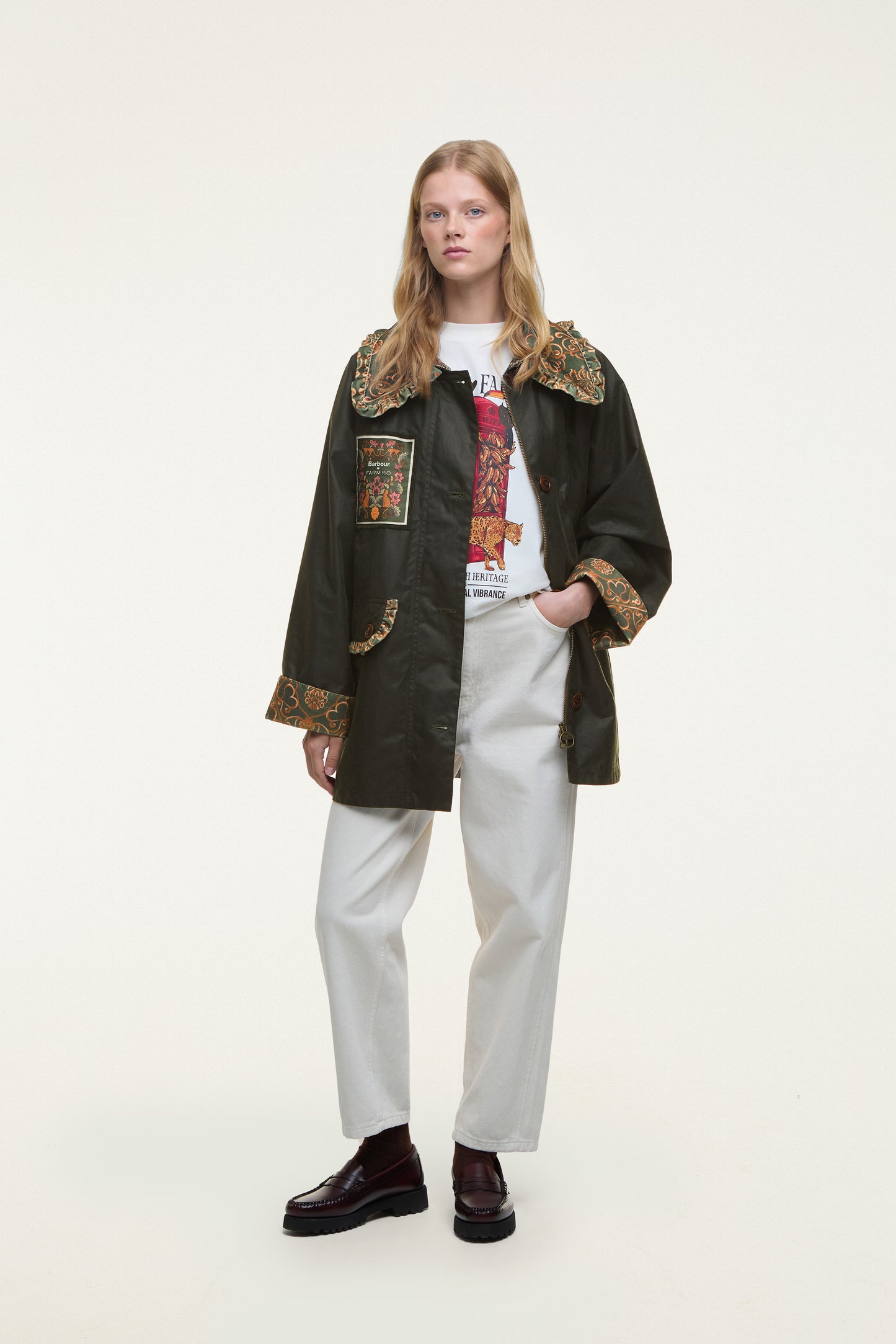 Barbour x Farm Rio Maria-Clara Waxed Jacket