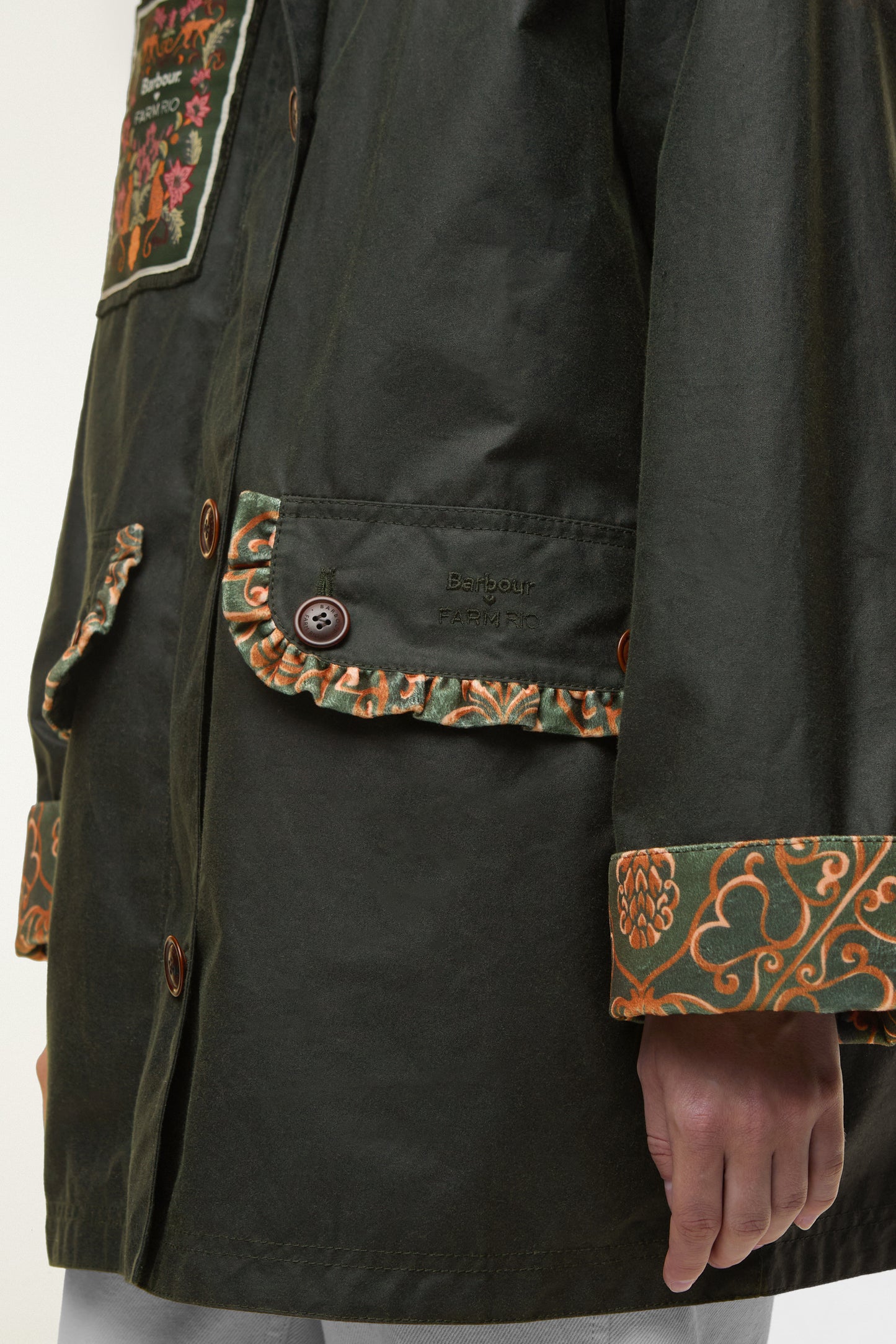 Barbour x Farm Rio Maria-Clara Waxed Jacket
