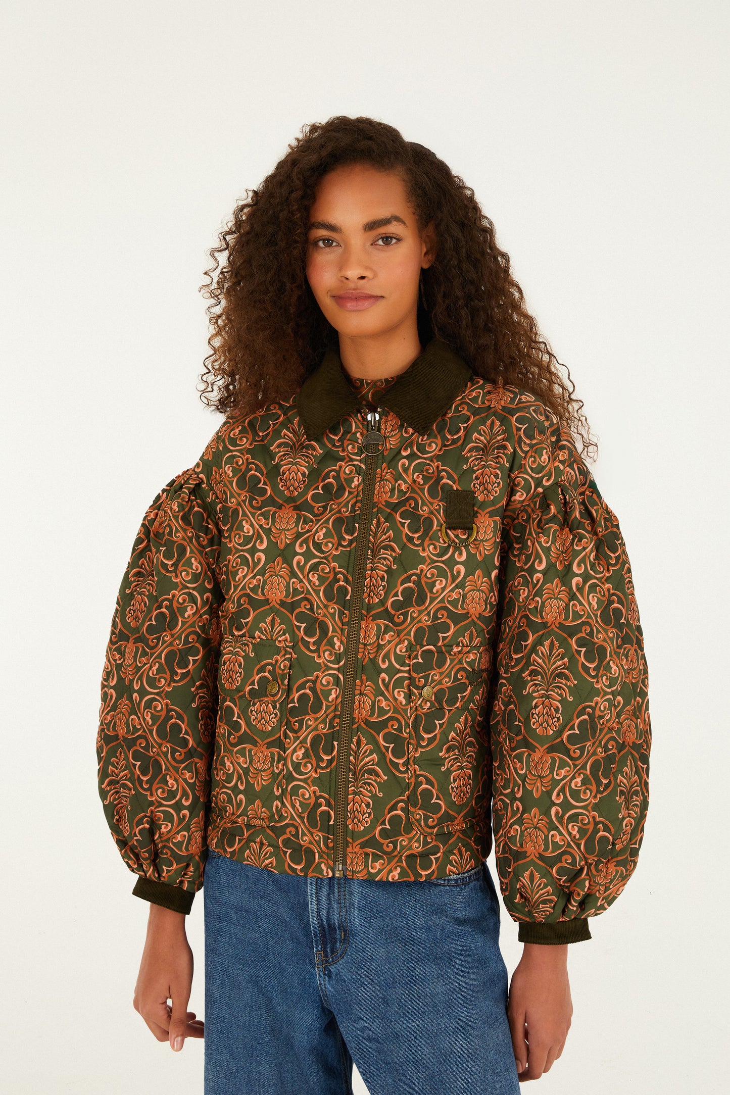 Barbour x Farm Rio Royal Pineaple Green Jacket