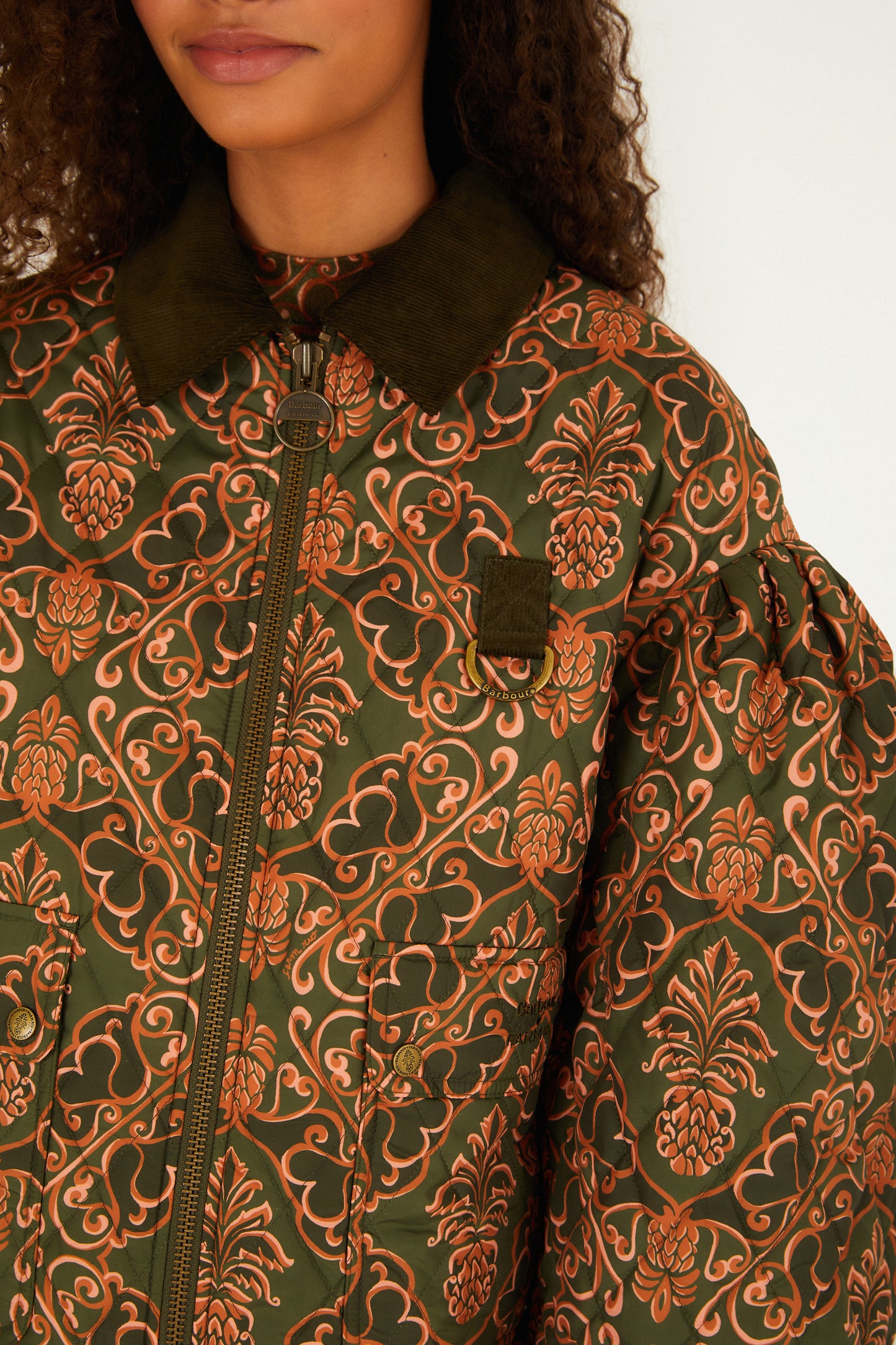 Barbour x Farm Rio Royal Pineaple Green Jacket