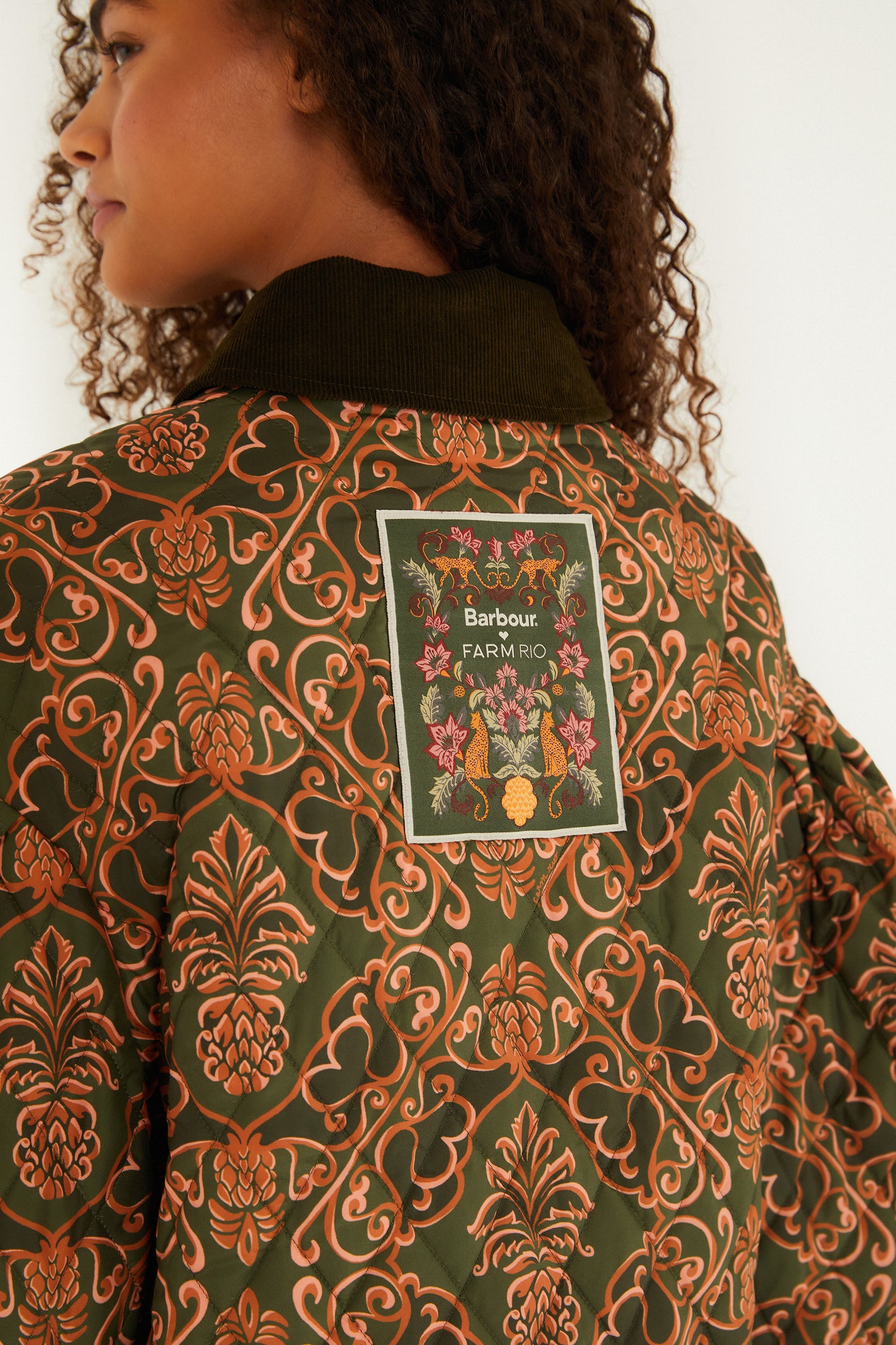Barbour x Farm Rio Royal Pineaple Green Jacket