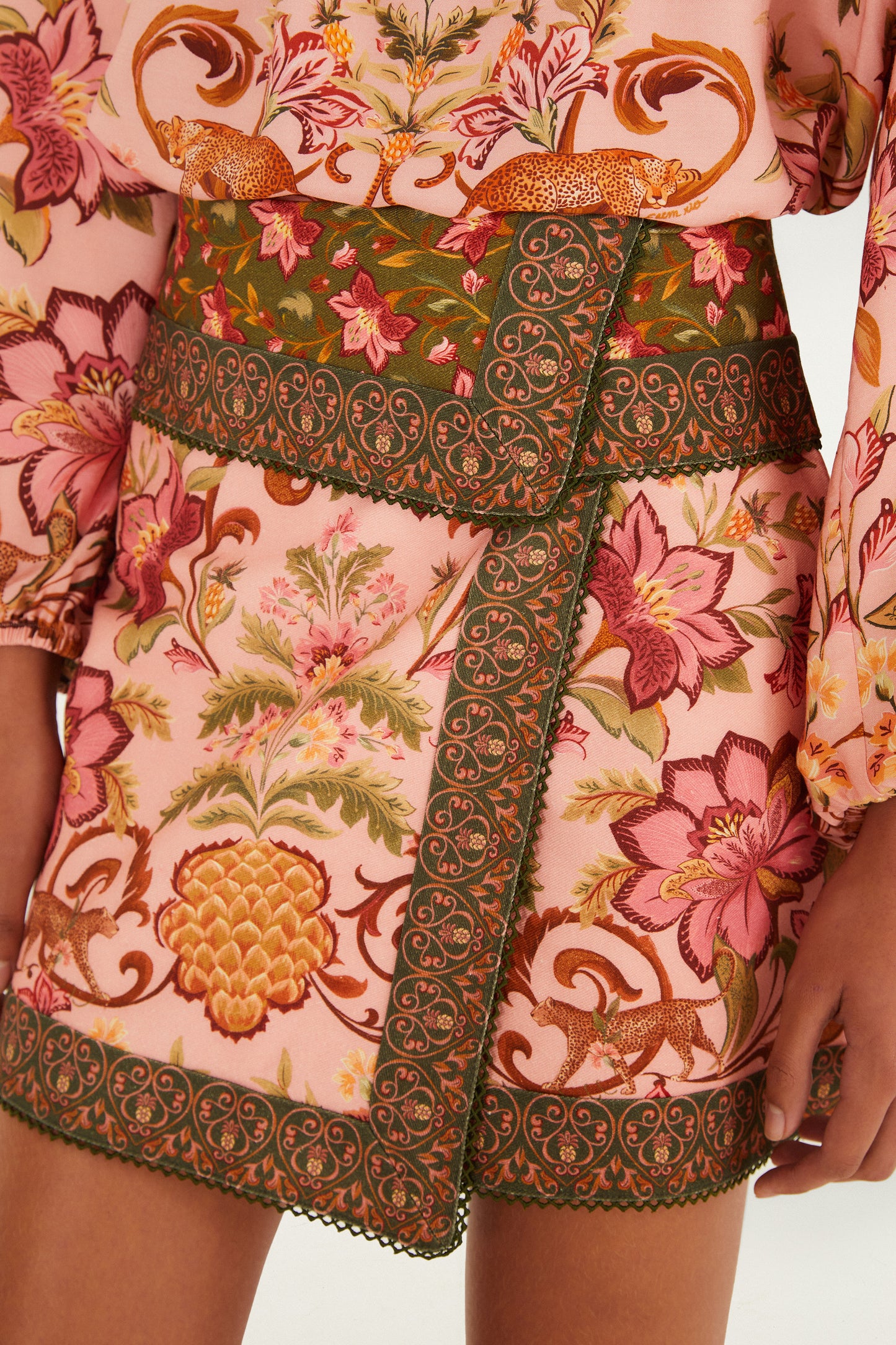 Barbour x Farm Rio Tropical Royalness Pink Mini Skirt