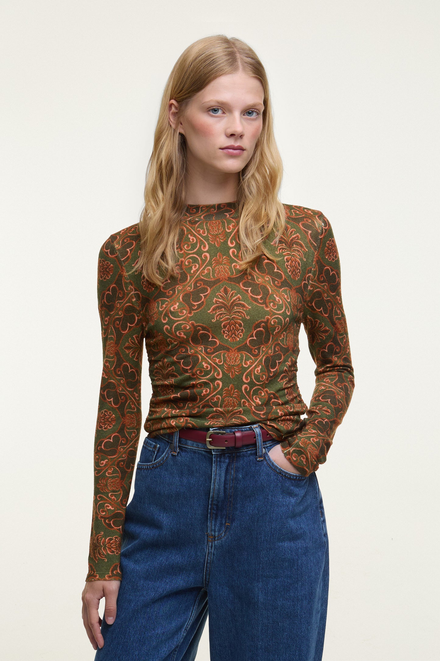 Barbour x Farm Rio Luana Song-Sleeve Knitted Top