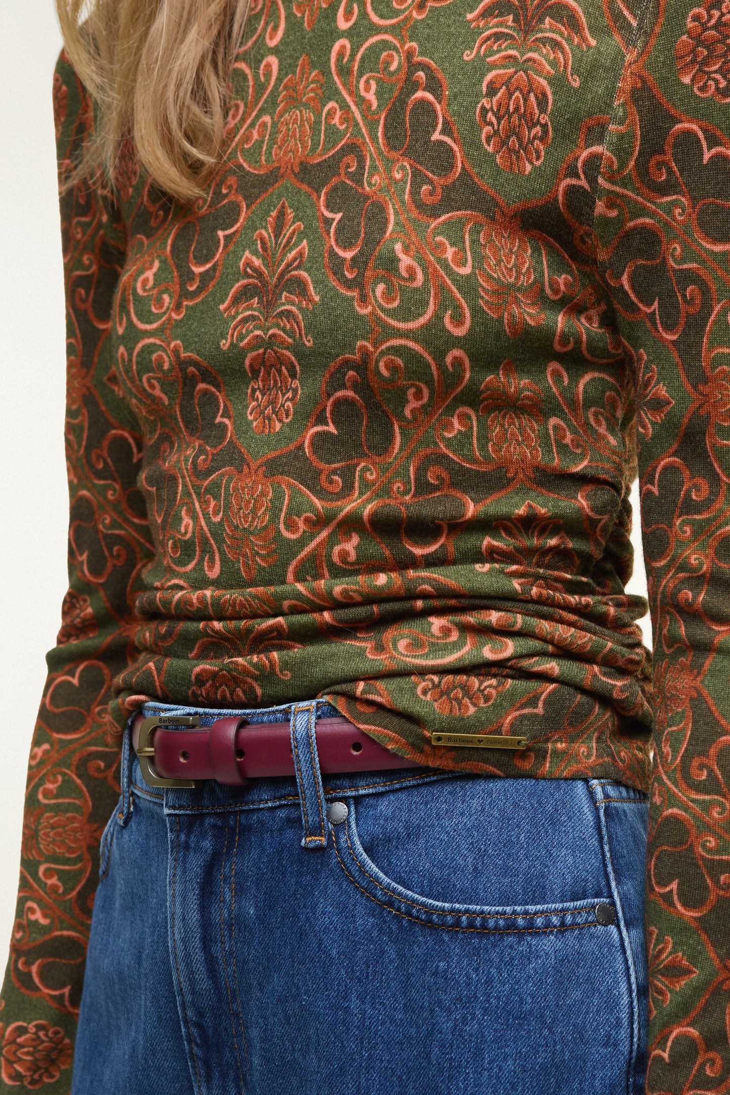 Barbour x Farm Rio Luana Song-Sleeve Knitted Top