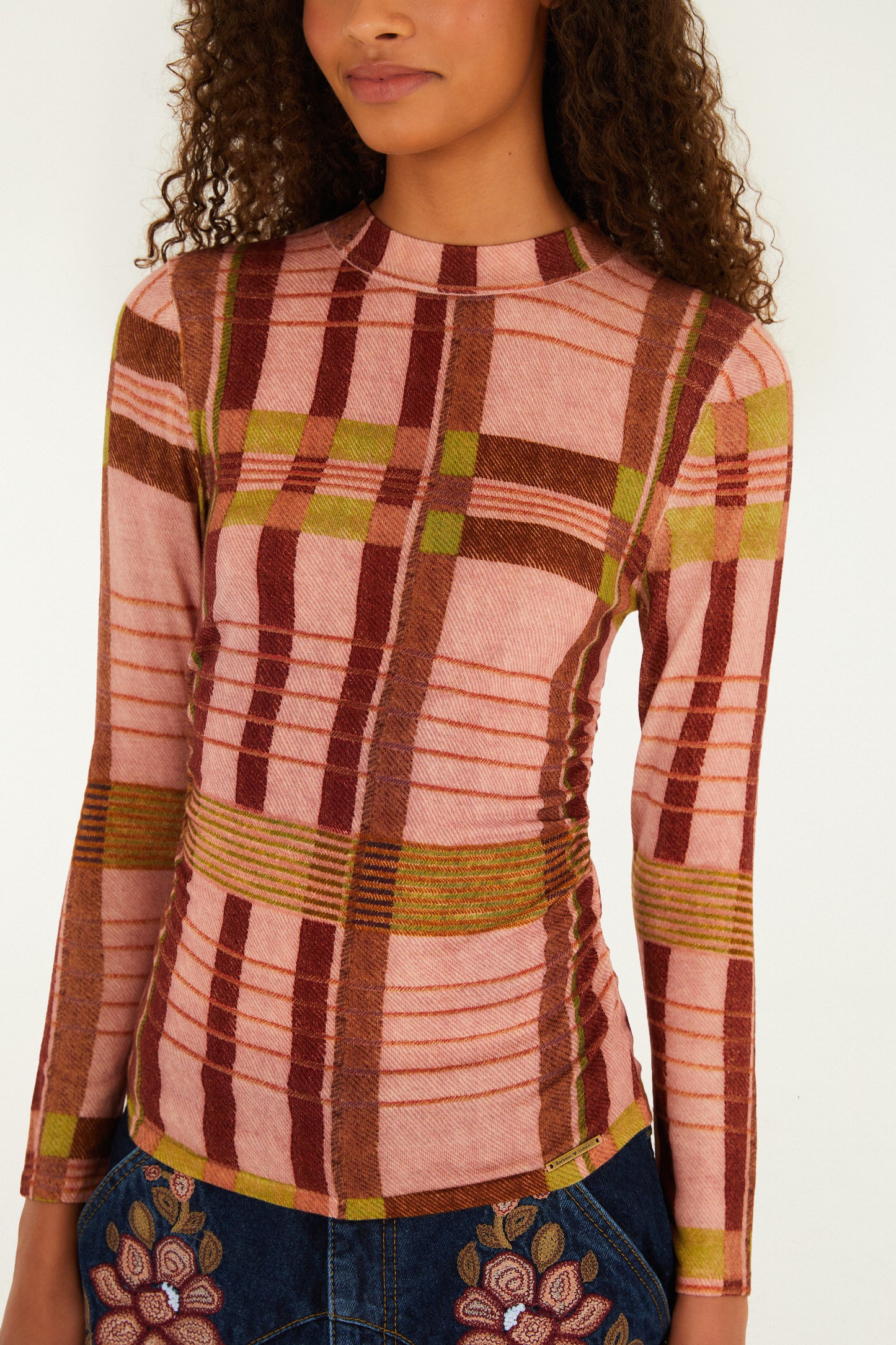 Barbour x Farm Rio Tartan Pink Long Sleeved Blouse