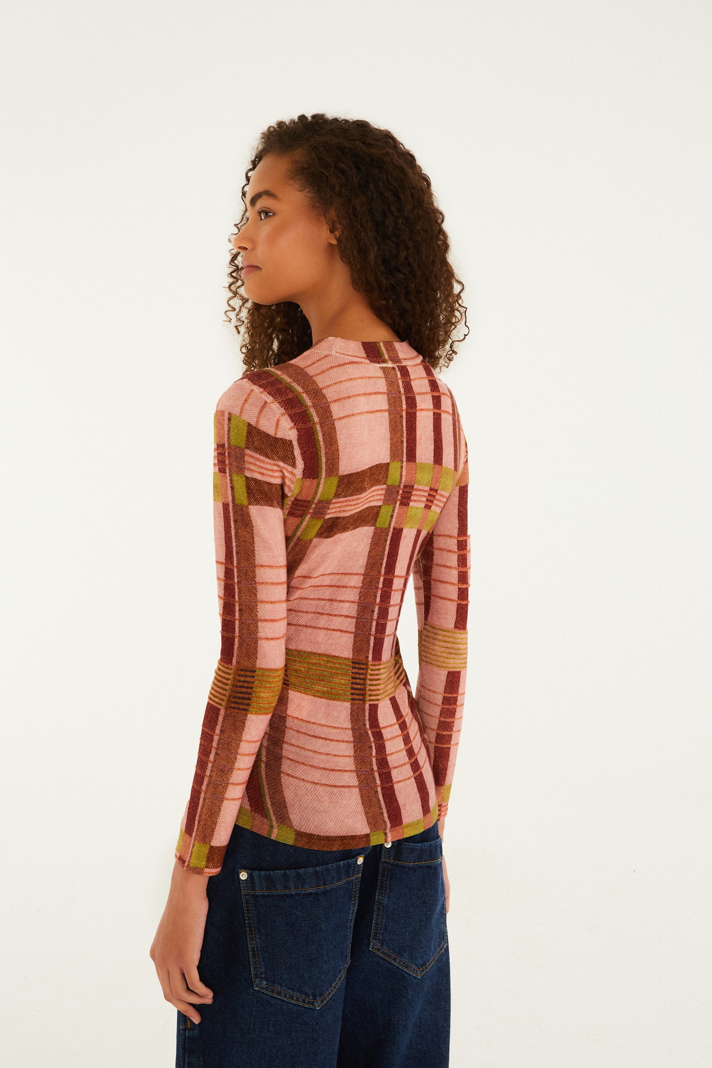 Barbour x Farm Rio Tartan Pink Long Sleeved Blouse