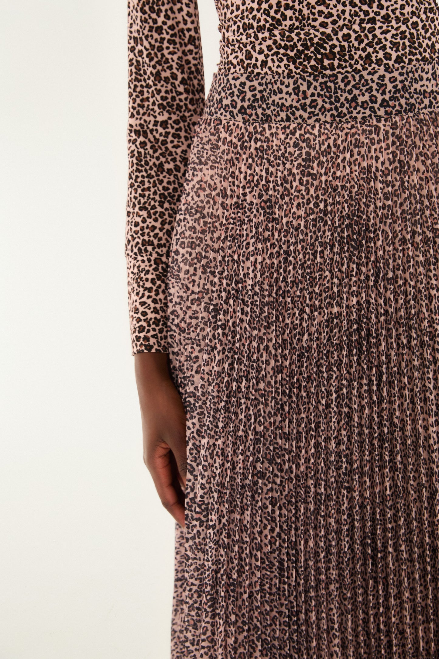 Baby Leopard Pink Pleated Maxi Skirt