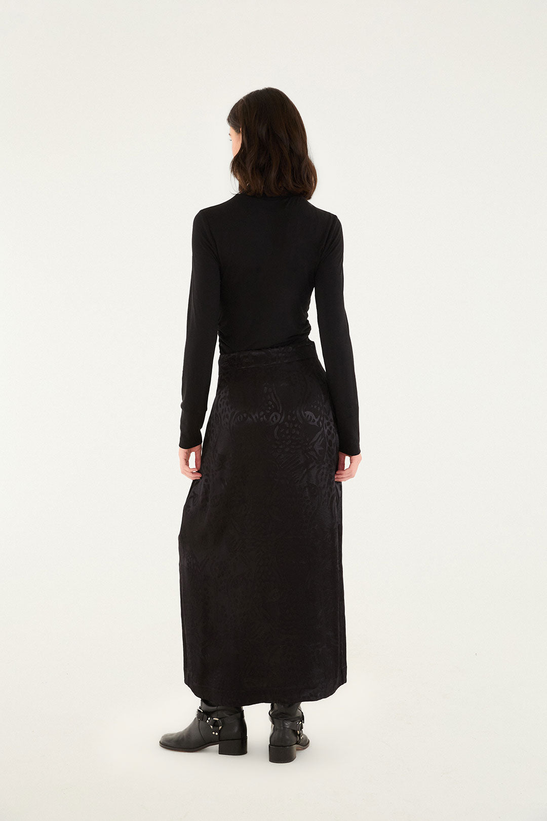 منتصف الليل Leopards Black Jacquard Maxi Skirt