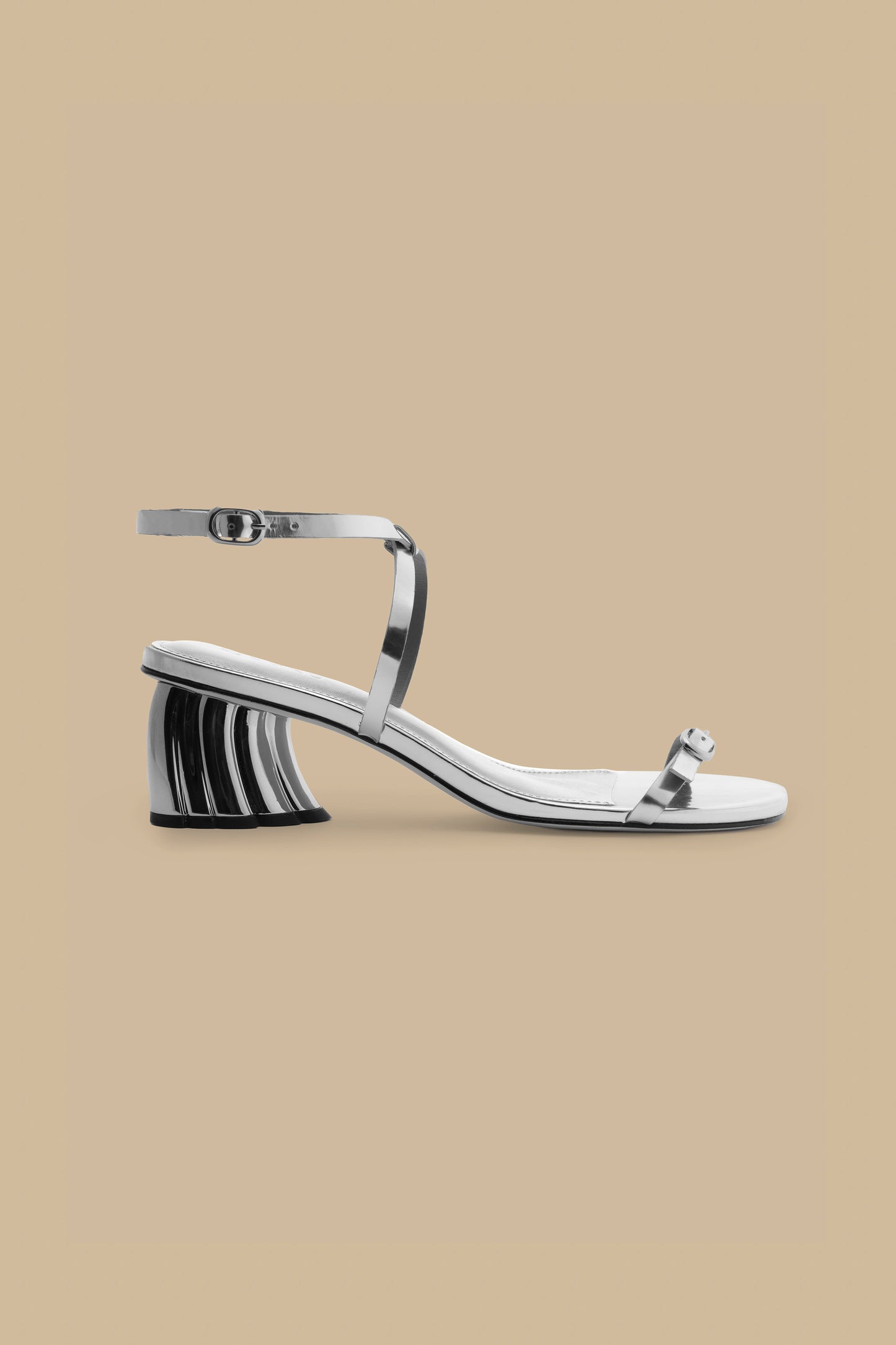 Silver Monstera Heel Scallop Sandal