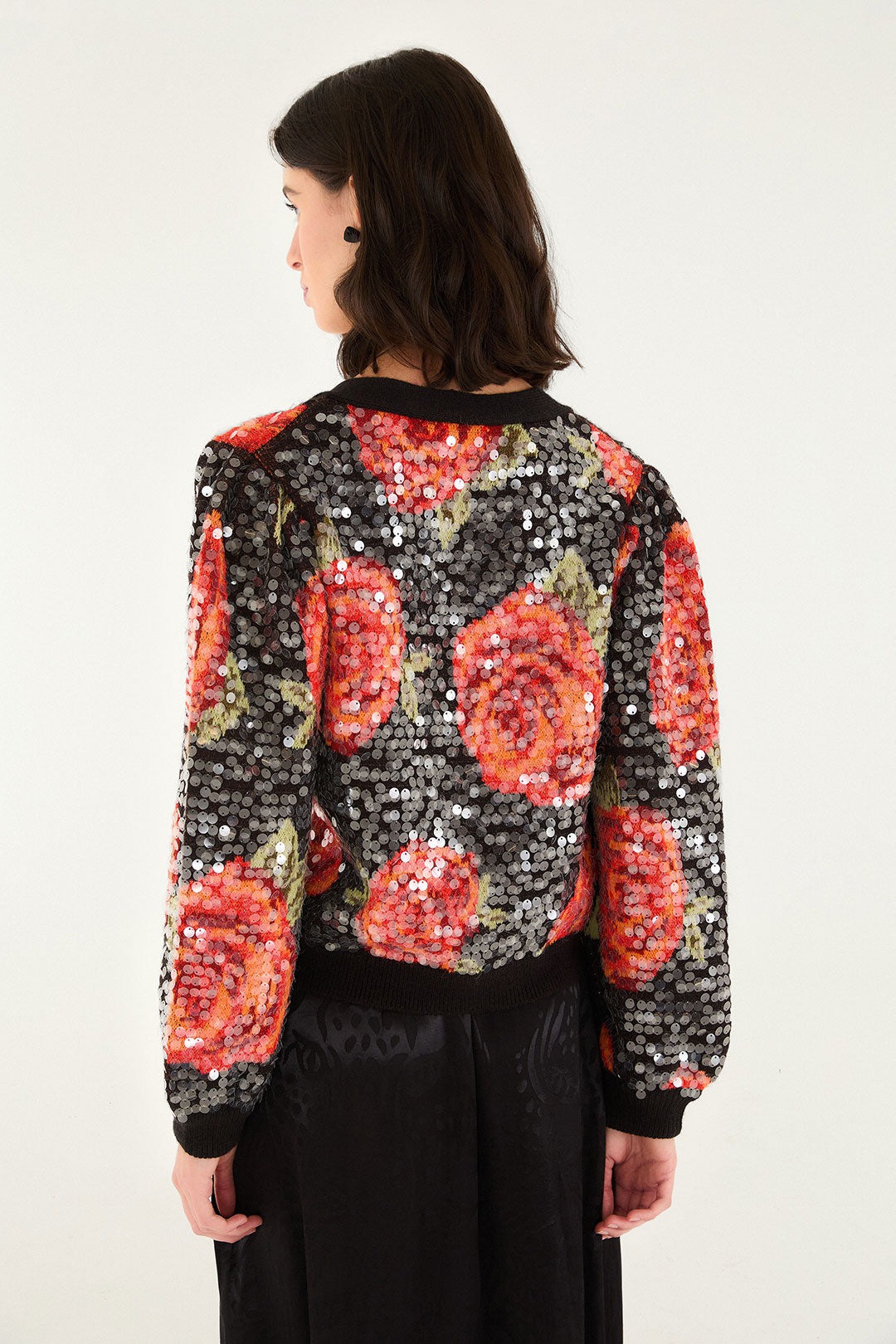 Latin Roses Sequin Knit Cardigan