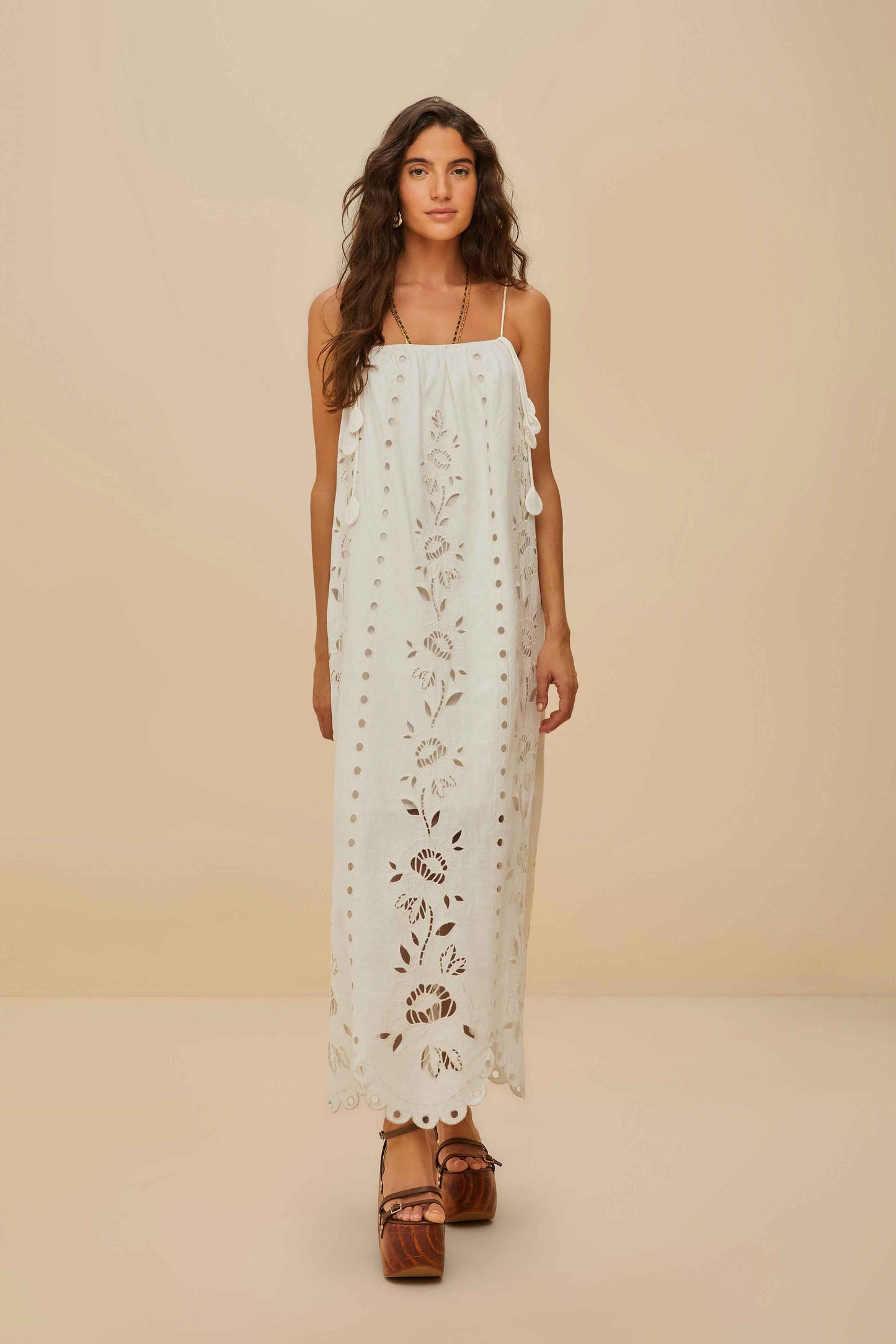 Off-Off-White Richelieu Lenzing ™ Ecovero ™ Euroflax ™ Maxi Dress