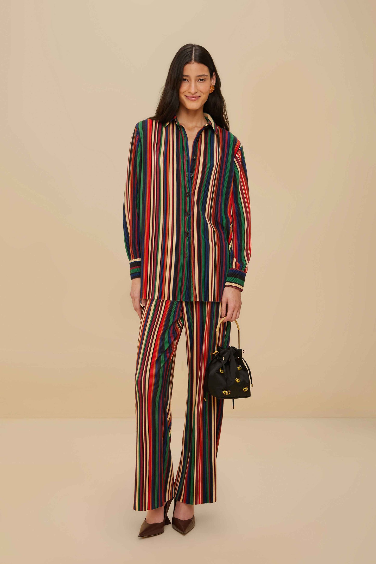 Multicolor Pipa Stripes Pleated Shirt