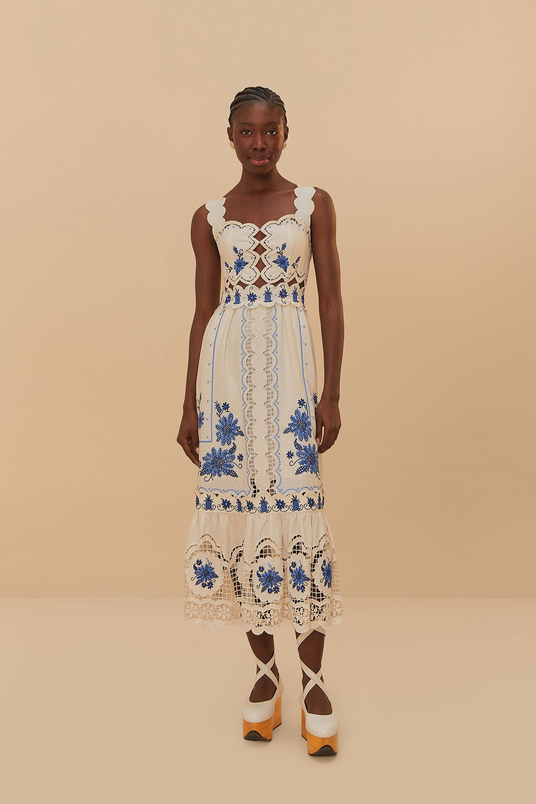 Off-White Richelieu Sunflower Lenzing ™ Ecovero ™ EurofLax ™ Midi Dress