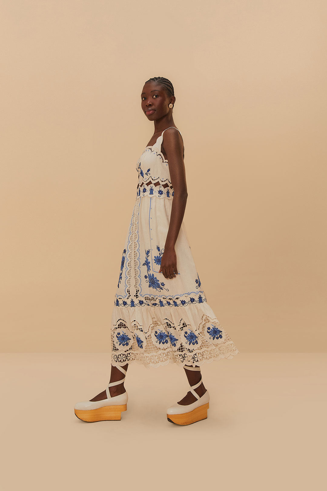 Off-White Richelieu Sunflower Lenzing ™ Ecovero ™ EurofLax ™ Midi Dress