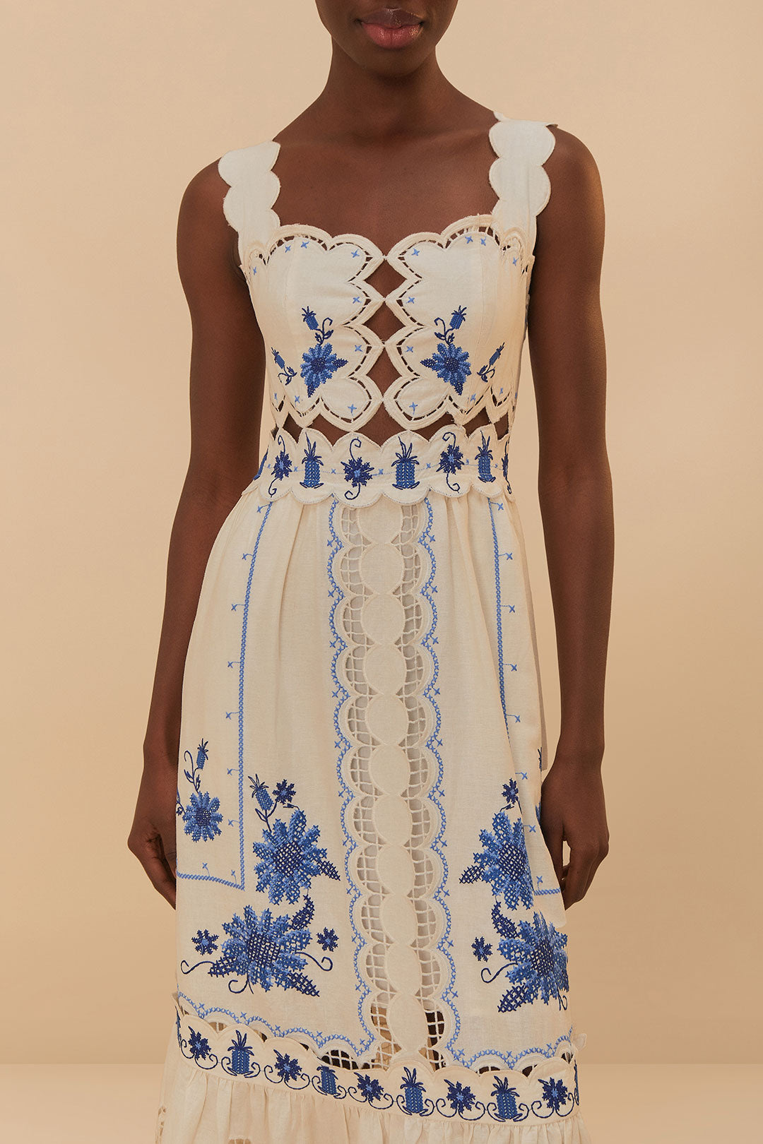 Off-White Richelieu Sunflower Lenzing ™ Ecovero ™ EurofLax ™ Midi Dress