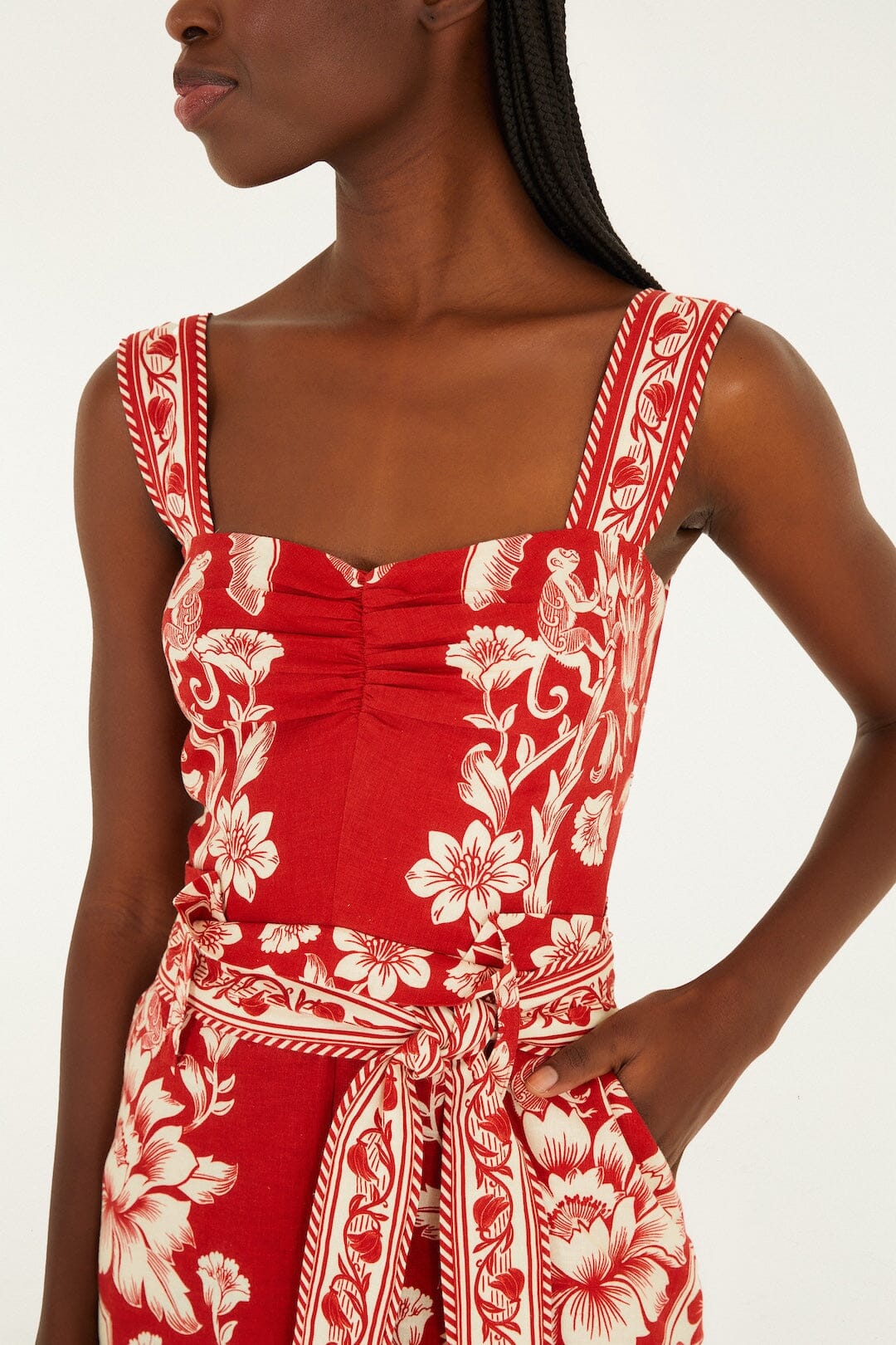 Red Guanacaste Belted Lenzing™ Ecovero™ Euroflax™ Romper