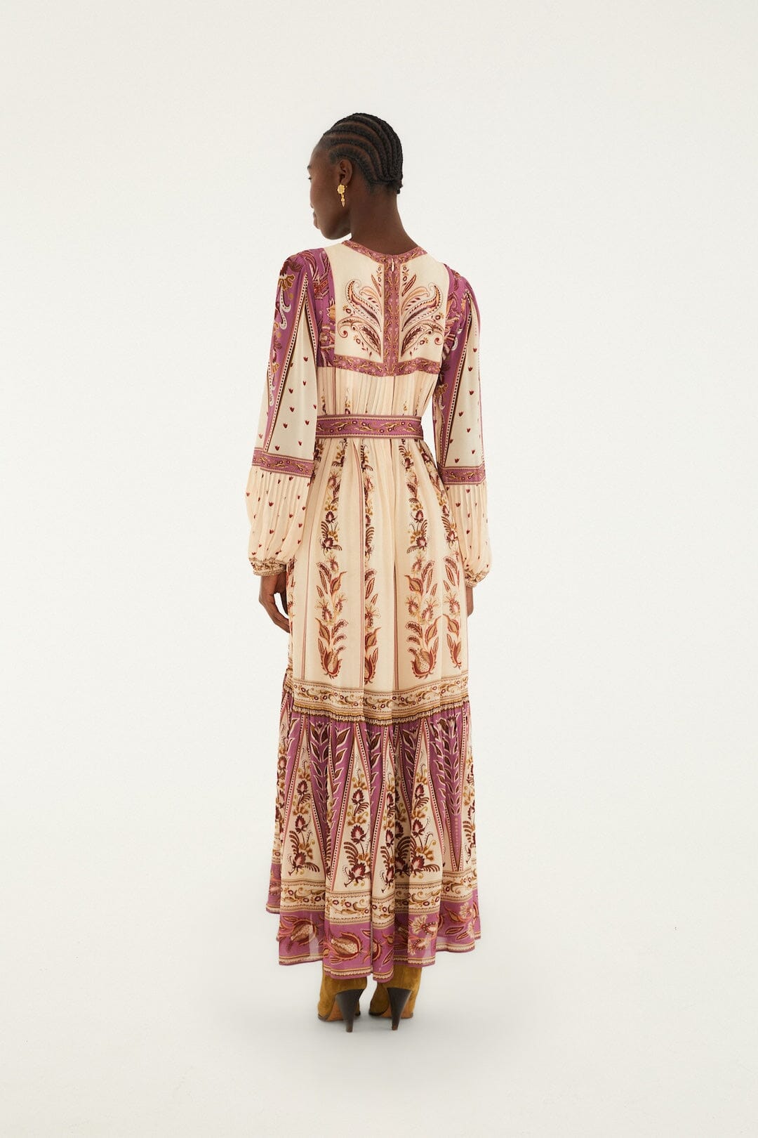 Delicate Ainika Sand Long Sleeve Maxi Dress