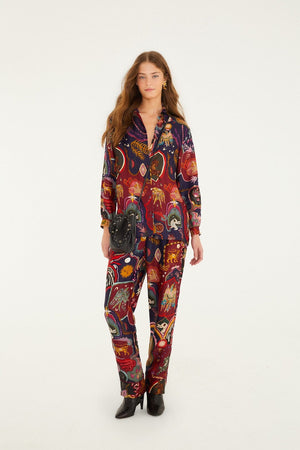 Multicolor Artsy Surreal Land Lenzing™ Ecovero™ Viscose Pants
