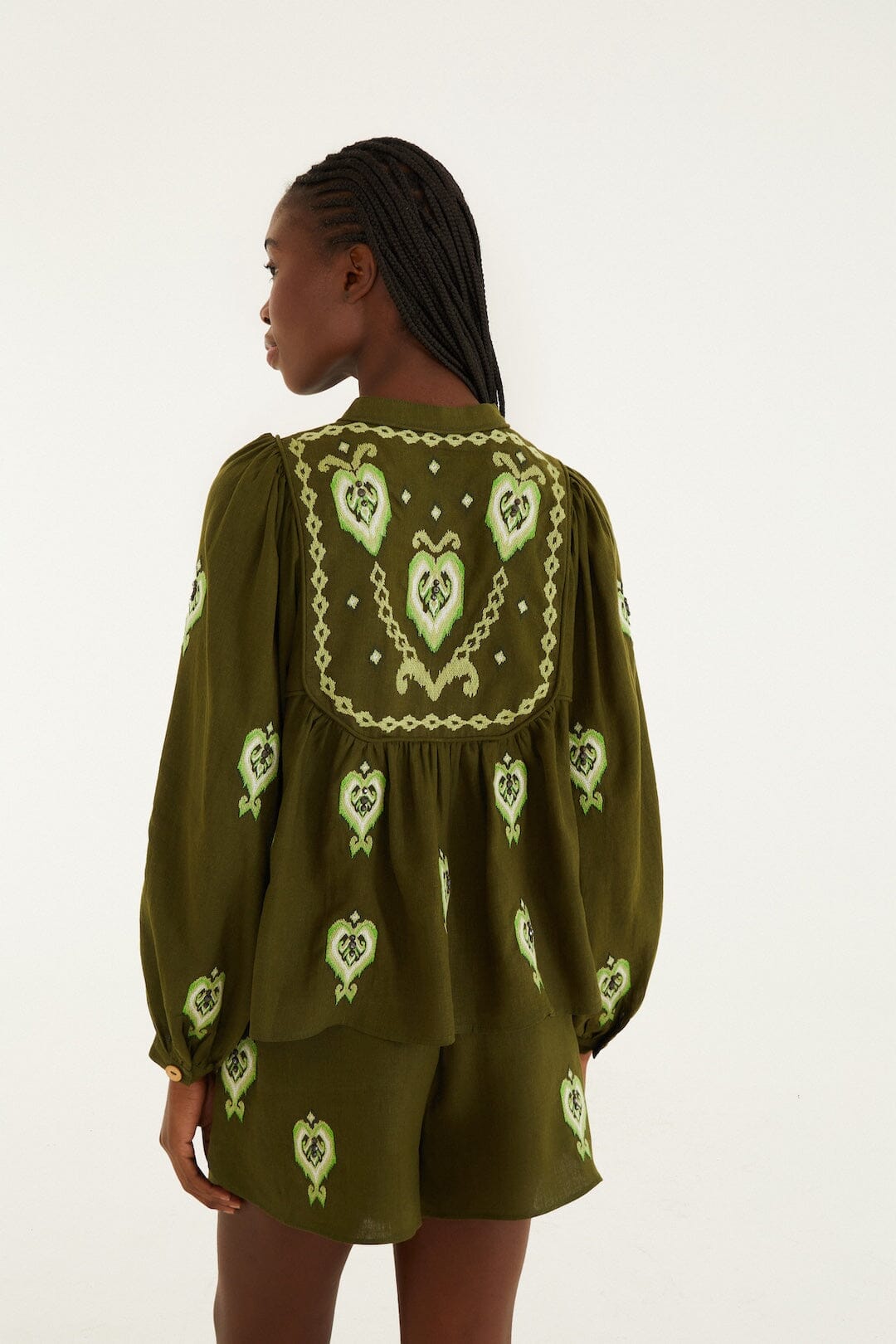 Green Heart Tapestry Embroidered Lenzing™ Ecovero™ Euroflax™ Shorts
