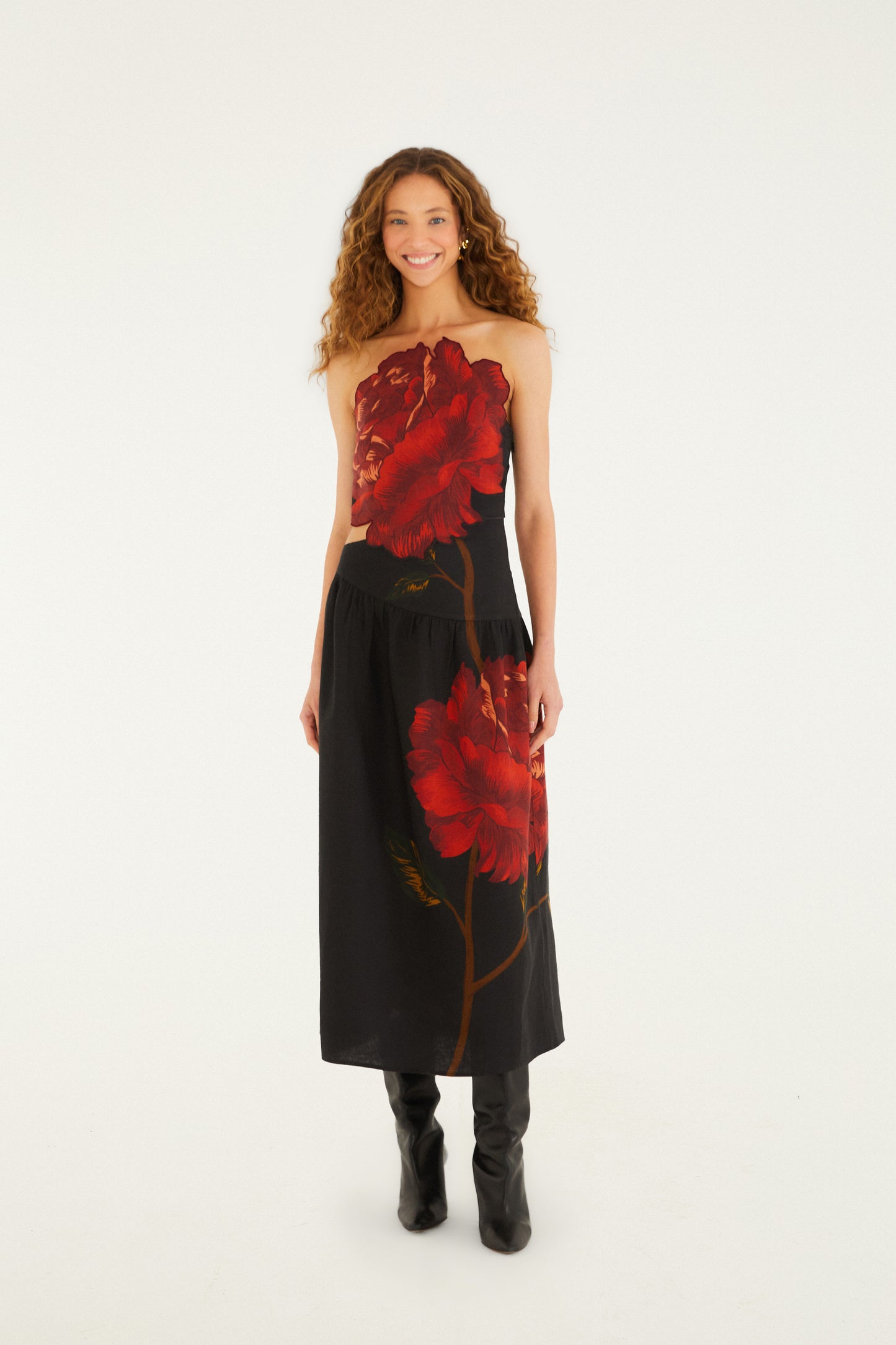 Black Rosalia Artisanal Lenzing Ecovero Euroflax Midi Dress