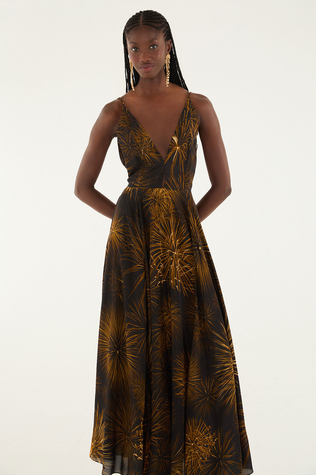ألعاب نارية فستان Blacklessless Maxi