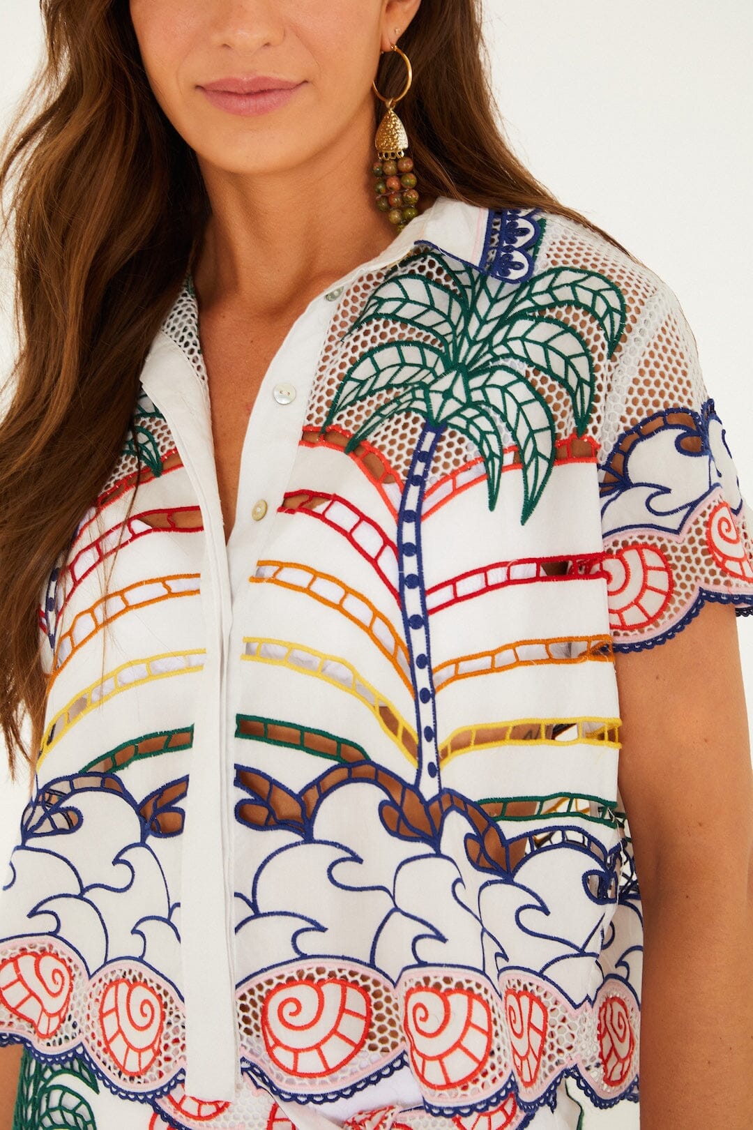 Off-White Tropical Graphic Richelieu Crop Shirt